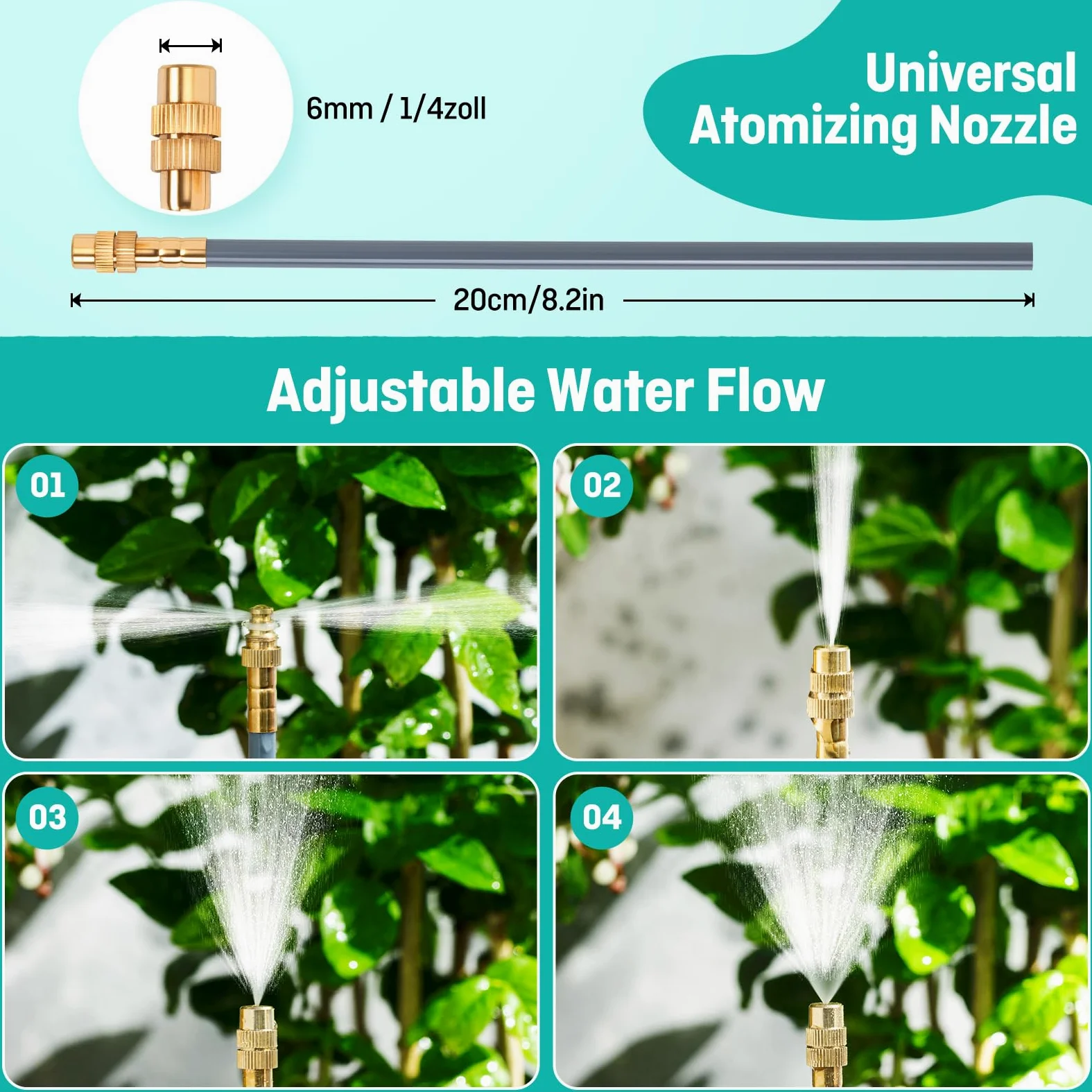 Sistema de riego automático de jardín de 360°, sistema de riego por goteo con control de flujo preciso, sistema de riego de invernadero y sistema de aspersión para invernadero, bancal elevado y