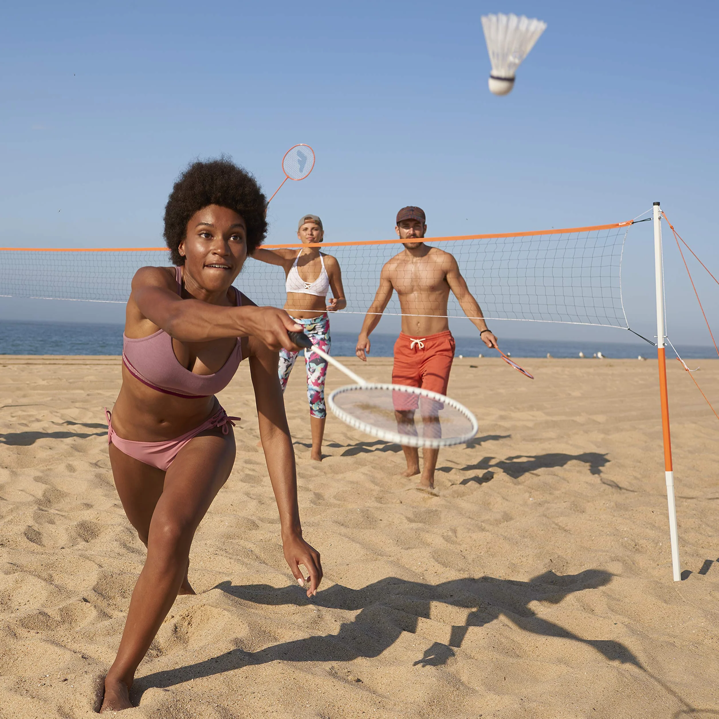 Franklin Sports Juego de Bádminton Exteriores Red Portátil 4 Raquetas 2 Volantes Adultos Niños