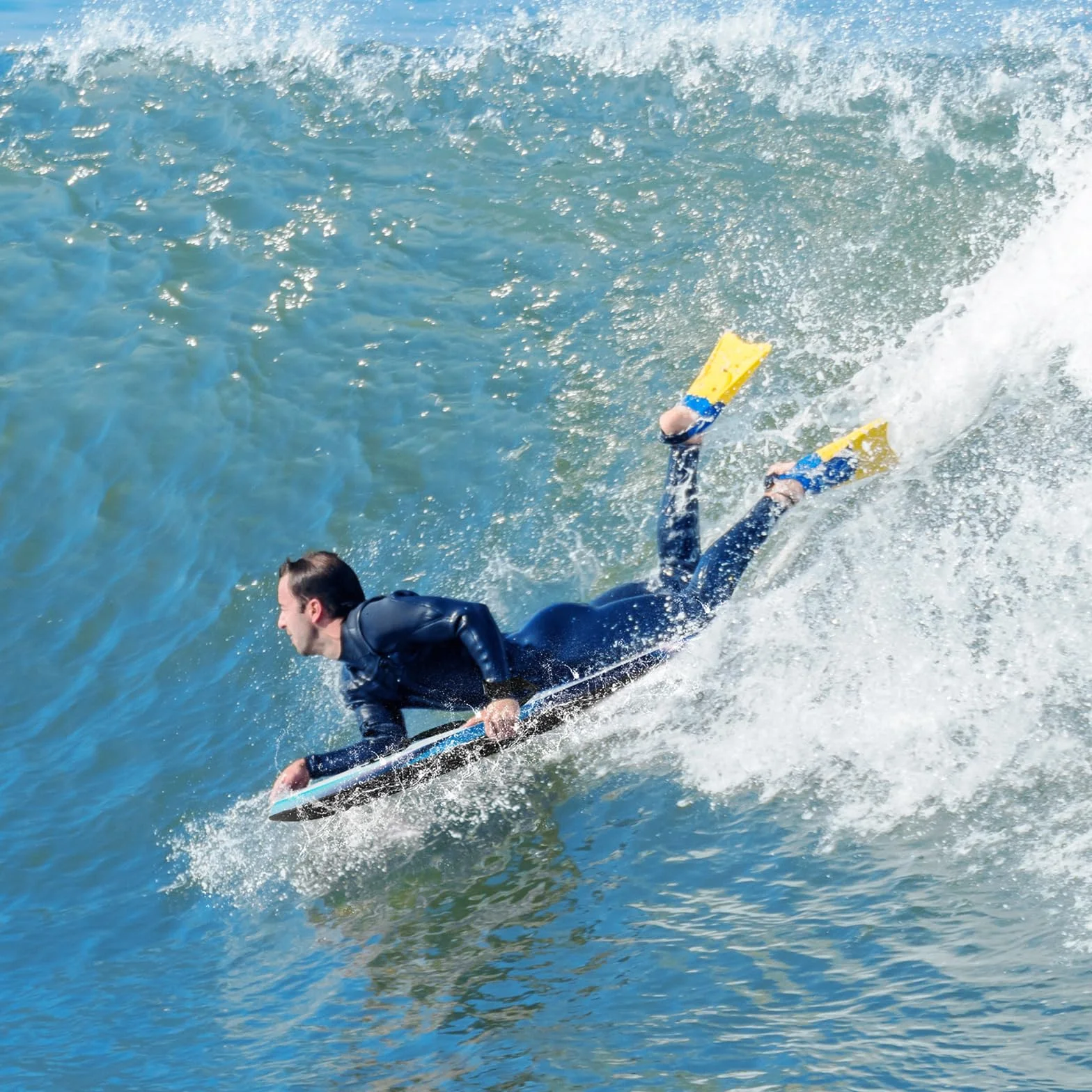 COSTWAY Tabla de Bodysurf 84/104 cm EPS HDPE Cola Crescent Doble Canal Correa Muñeca