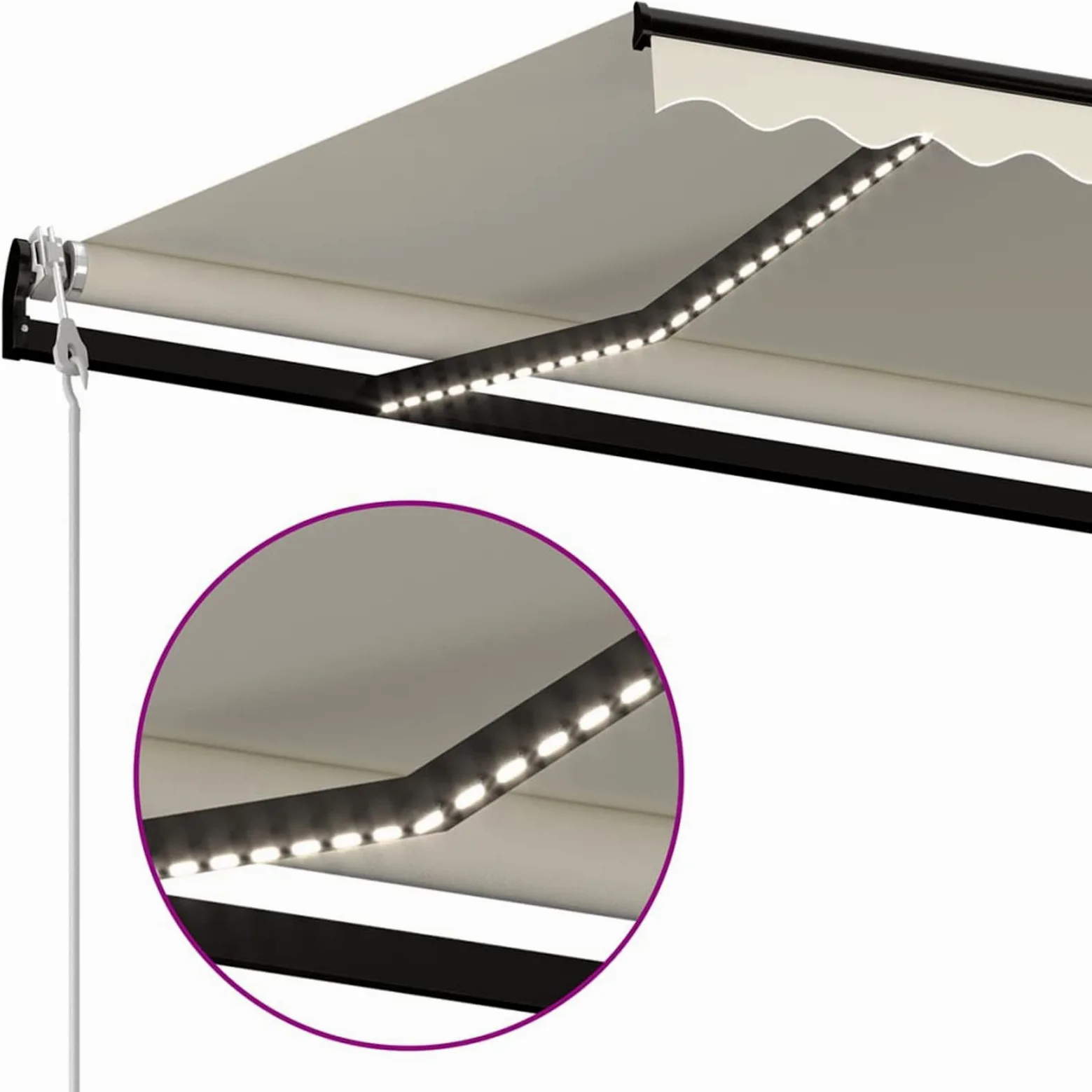 Gecheer Cortina automática con sensor de viento y LED, 350 x 250 cm, color crema, toldo retráctil, toldo para balcón, terraza, toldo exterior sol, toldo para exterior, toldo con brazos, #7