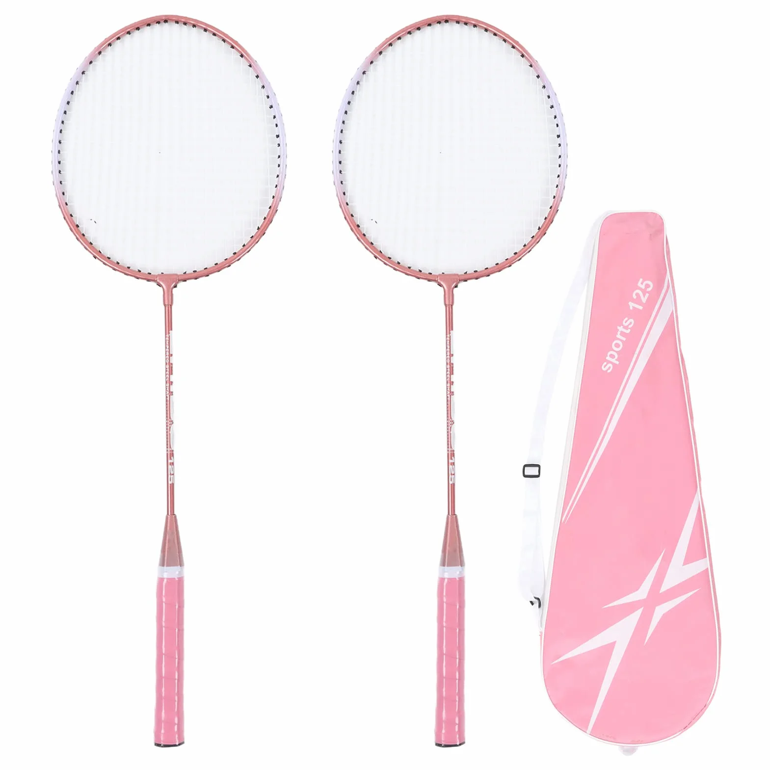 Raqueta de Bádminton Profesional de Aleación de Hierro Rosa para 2 Jugadores con Bolsa de Transporte