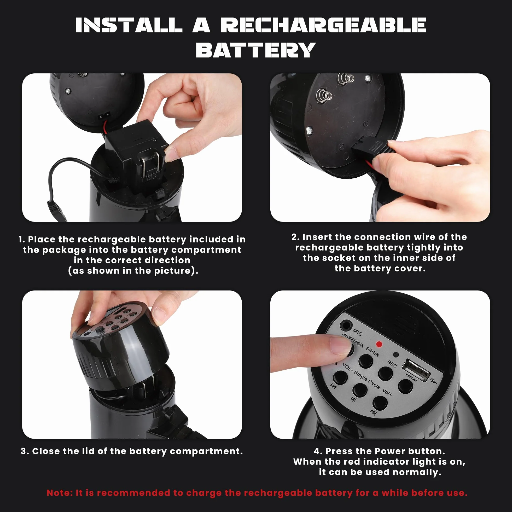 Megáfono Altavoz PA Bullhorn con Micrófono Desmontable, Sirena, USB y Grabación 240S