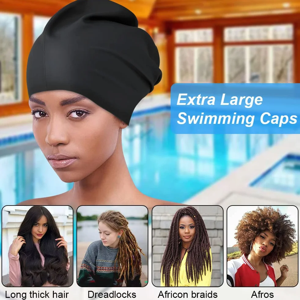 Gorro Piscina Impermeable Adultos Natación Silicona Extra Grande Mujer Hombre Pelo Largo Dreadlocks