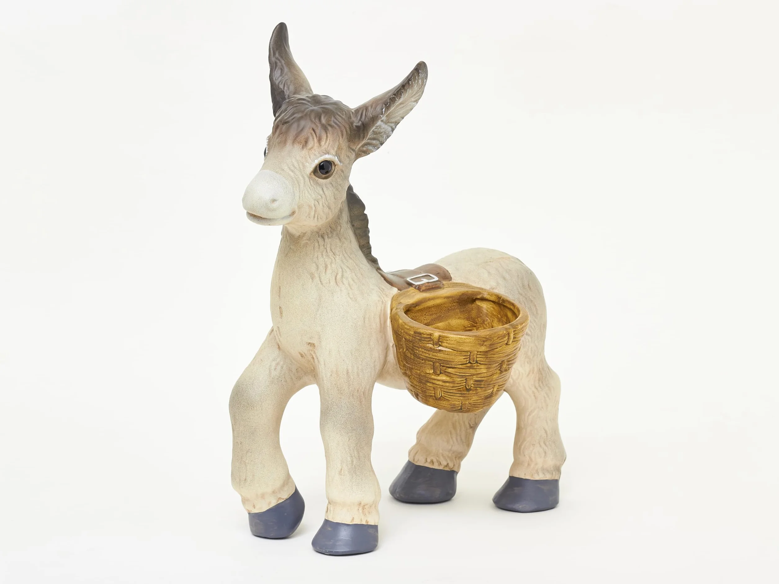 Burro con Alforjas de Cerámica Doble Maceta Colores Vivos Diseño Detallado Artesanía Pintado a Mano Figura Jardín Exteriores 40x28x30 cm