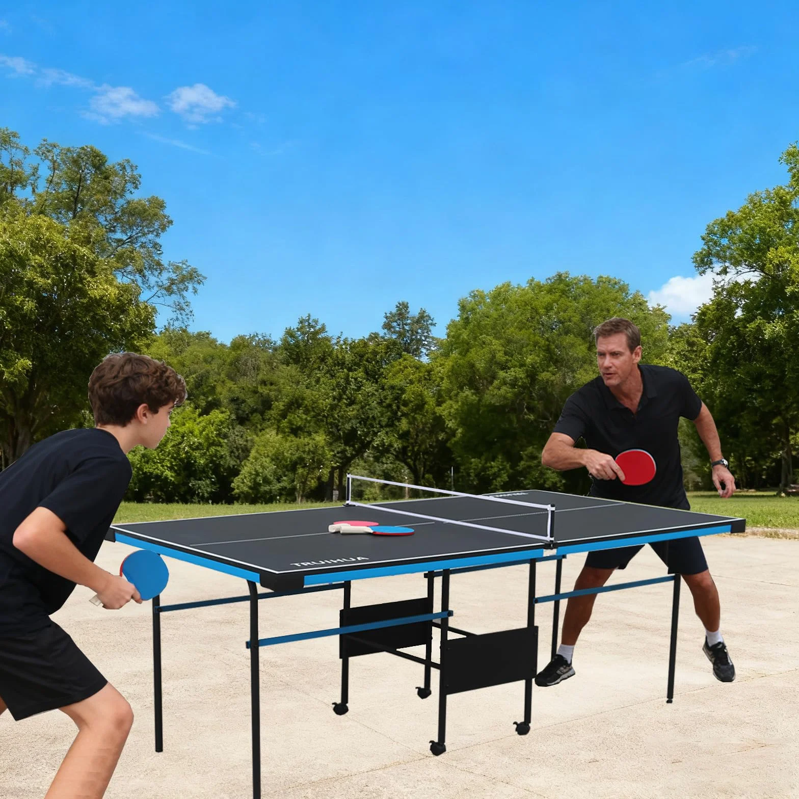 Mesa de Ping Pong Plegable con Palas y Red, 210 x 117 x 76 cm
