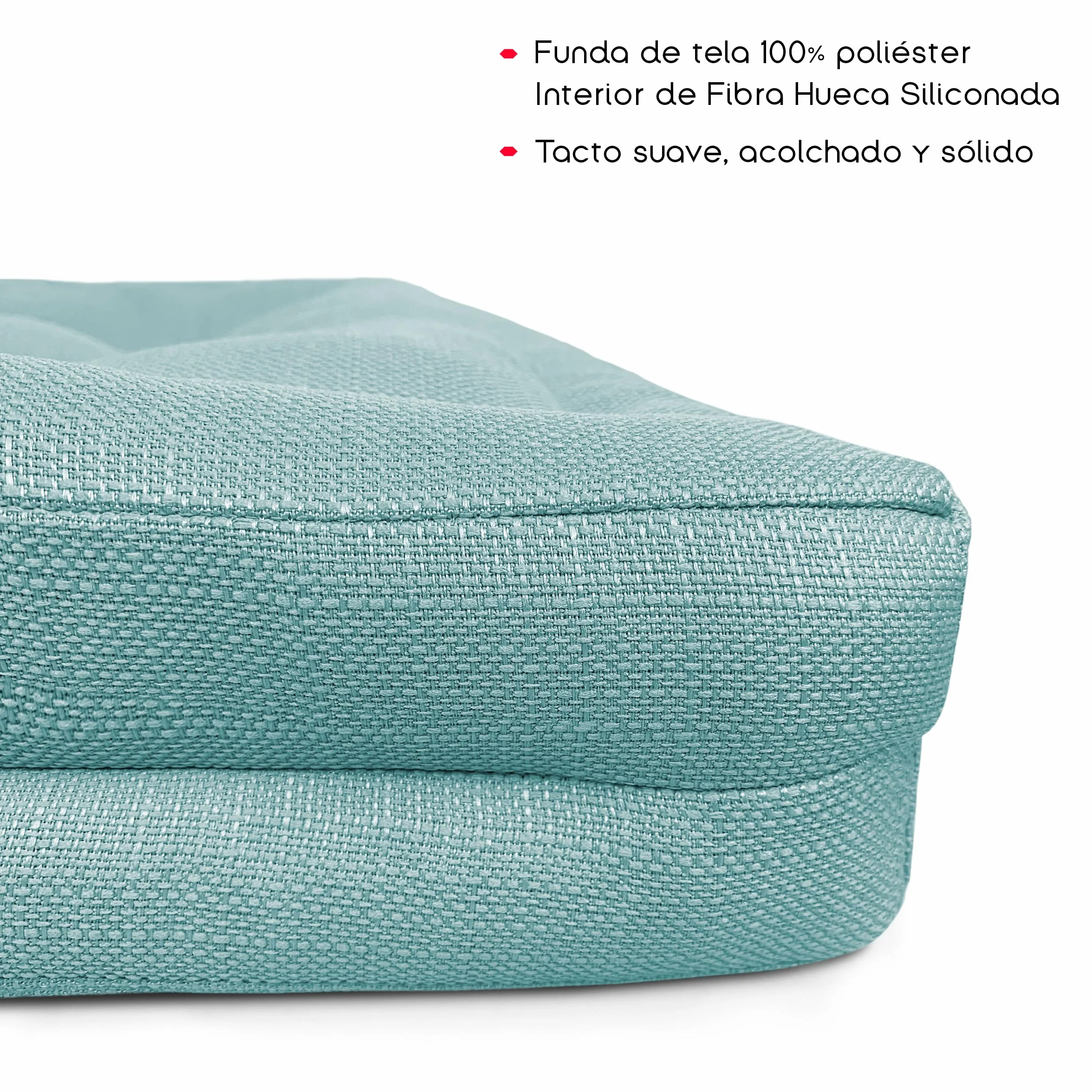 TIENDA EURASIA – Cojín de Suelo Cuadrado | Acolchado | Poliéster | Cojines de Suelo | Medidas 60x60x10 cm | Cojines Exterior Jardín | con Asa de Transporte y Cremallera (Turquesa)
