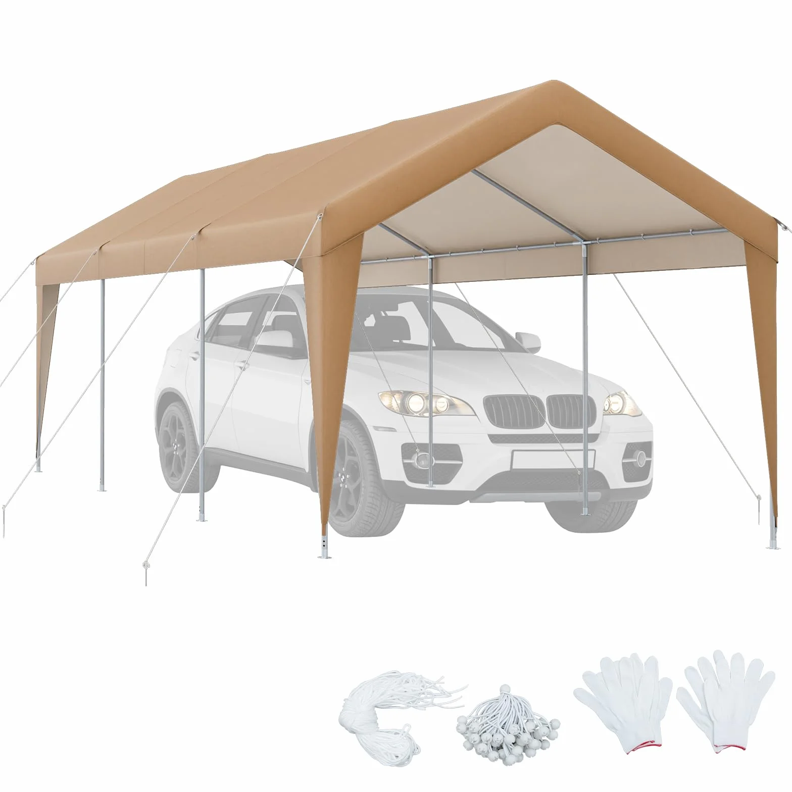 COSTWAY Carpa de Garaje Portátil 3x6m Estructura Metal Galvanizado Lona Exterior Coche Barco Fiesta