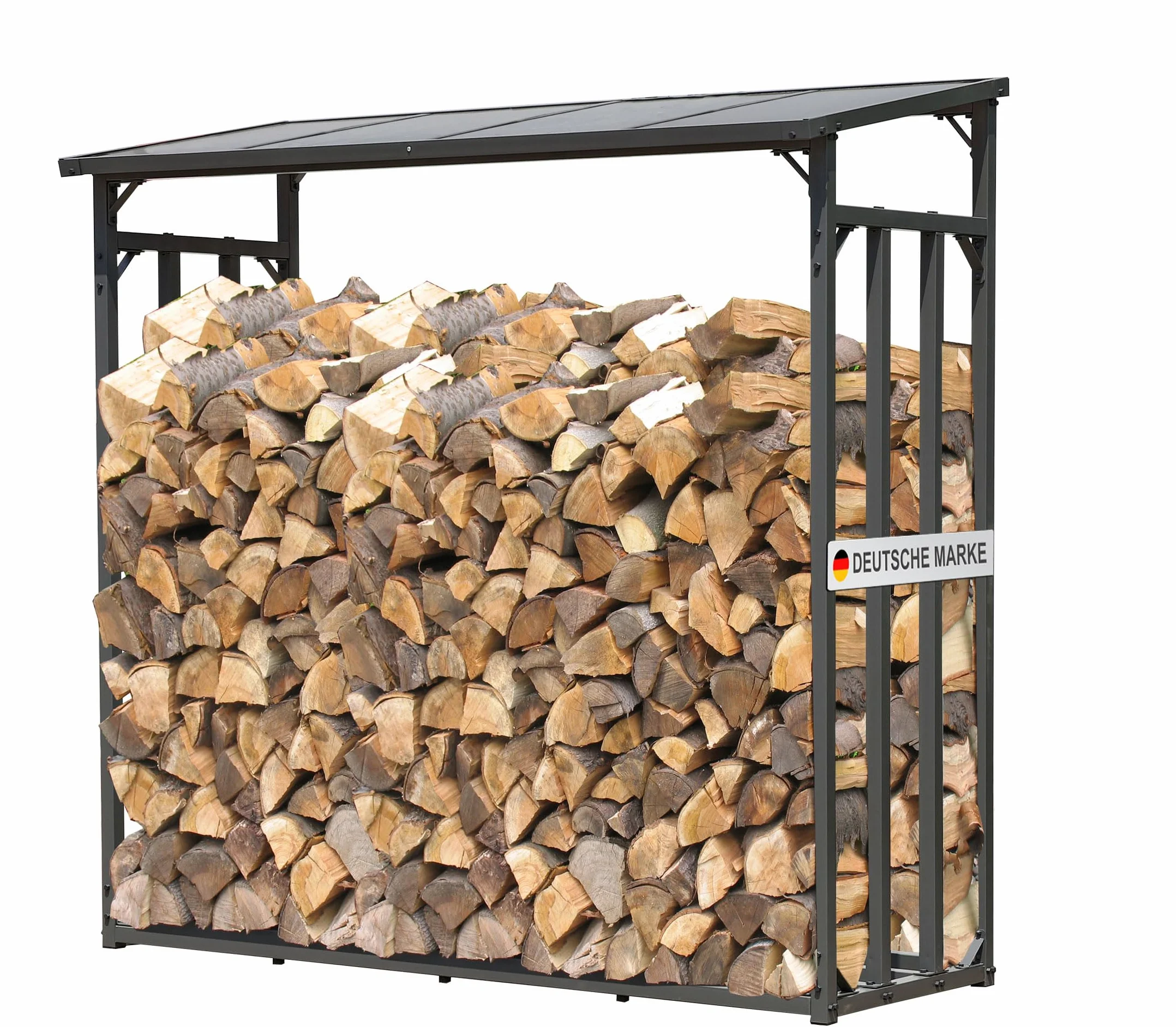 QUICK STAR Estante metálica para leña antracita 185 x 70 x 185 cm Jardín Prinidor Refugio de 2,3 m³ de Madera Almacenamiento apilables Ayuda Exterior