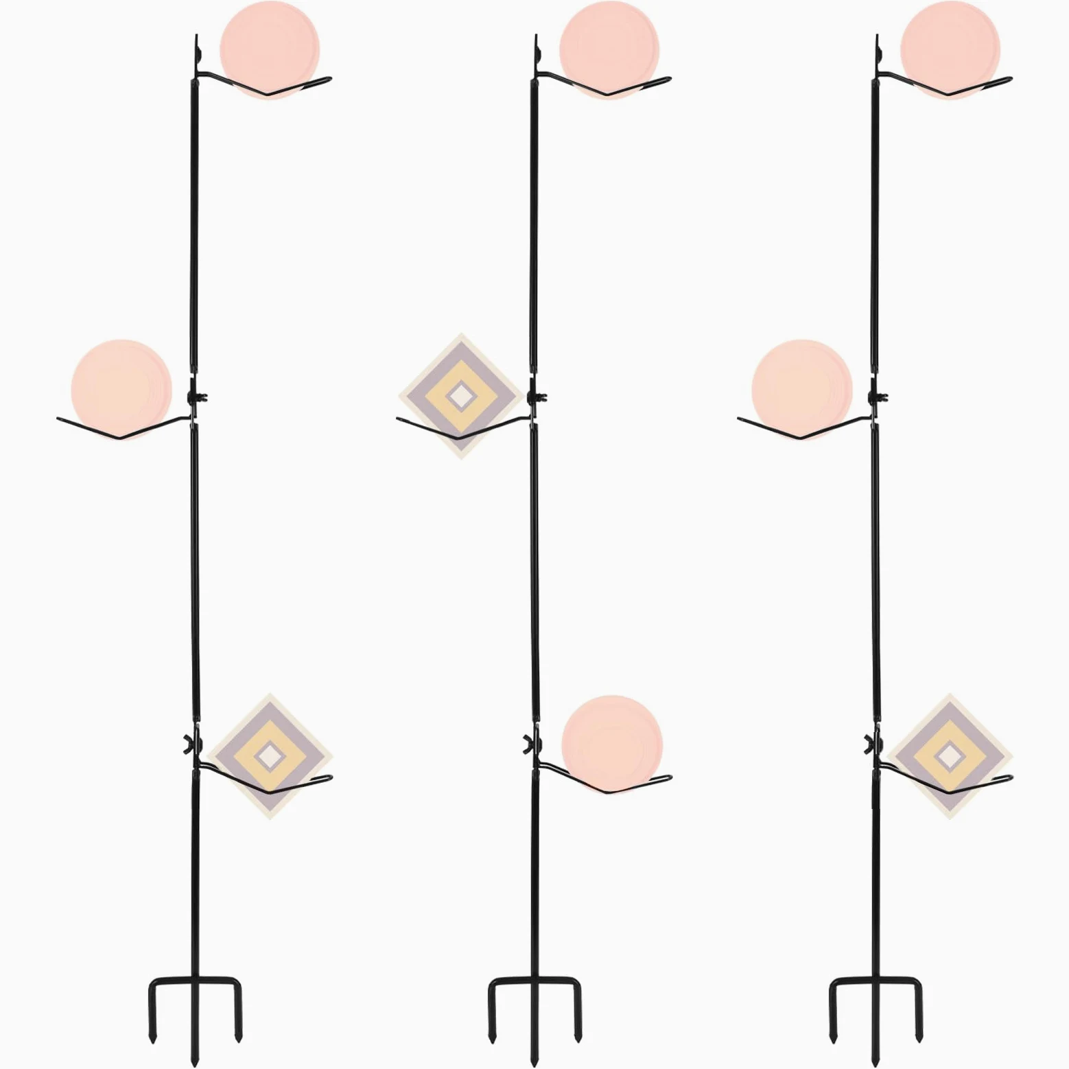 Highwild Soporte para objetivo de palomas de arcilla (paquete de 3) – Base de 3 puntas – Acero hexagonal