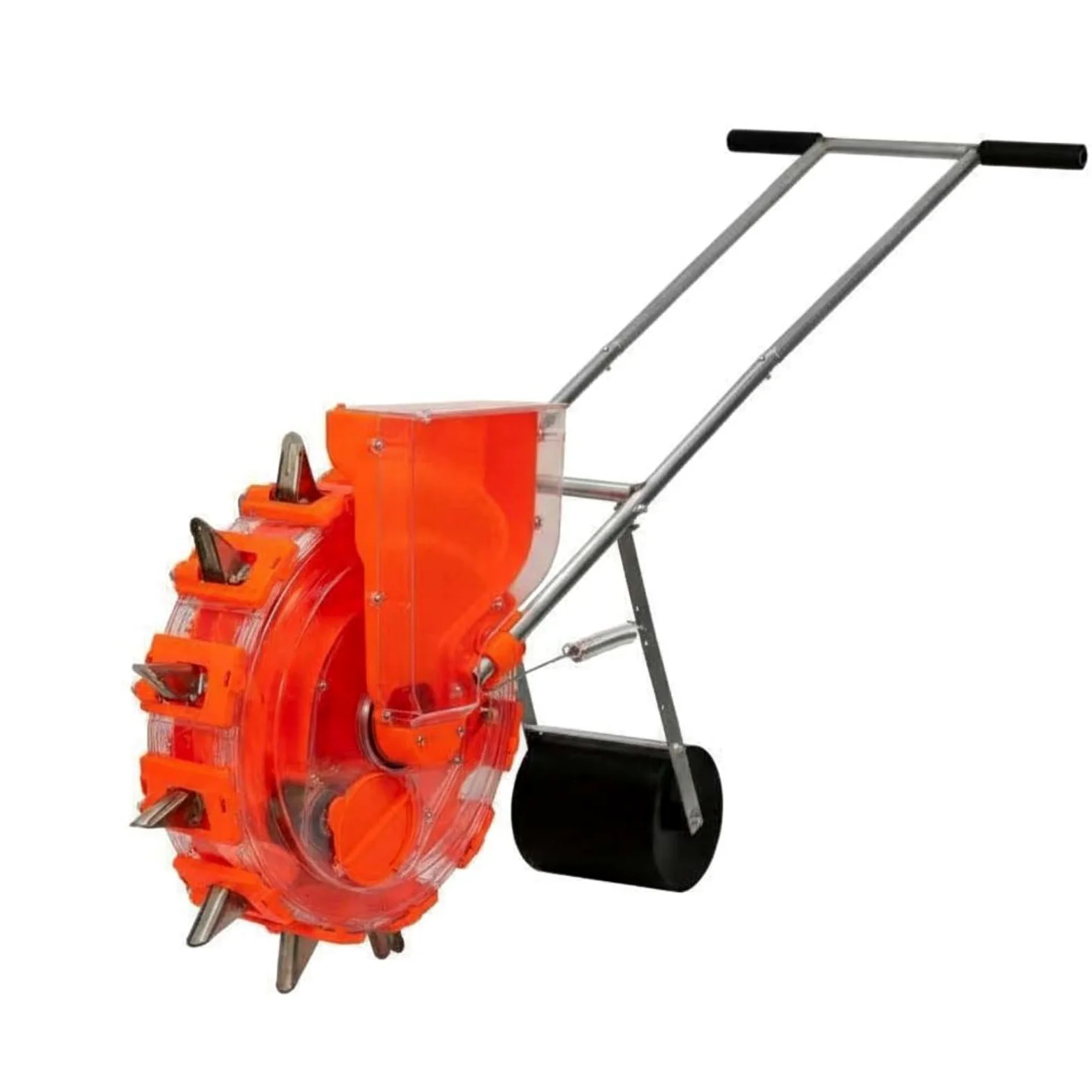 Ajustable Planter Sembradora de Jardín Manual Multifunción con Ruedas Intercambiables Estructura de Acero Inoxidable Caja Transparente Adecuado para