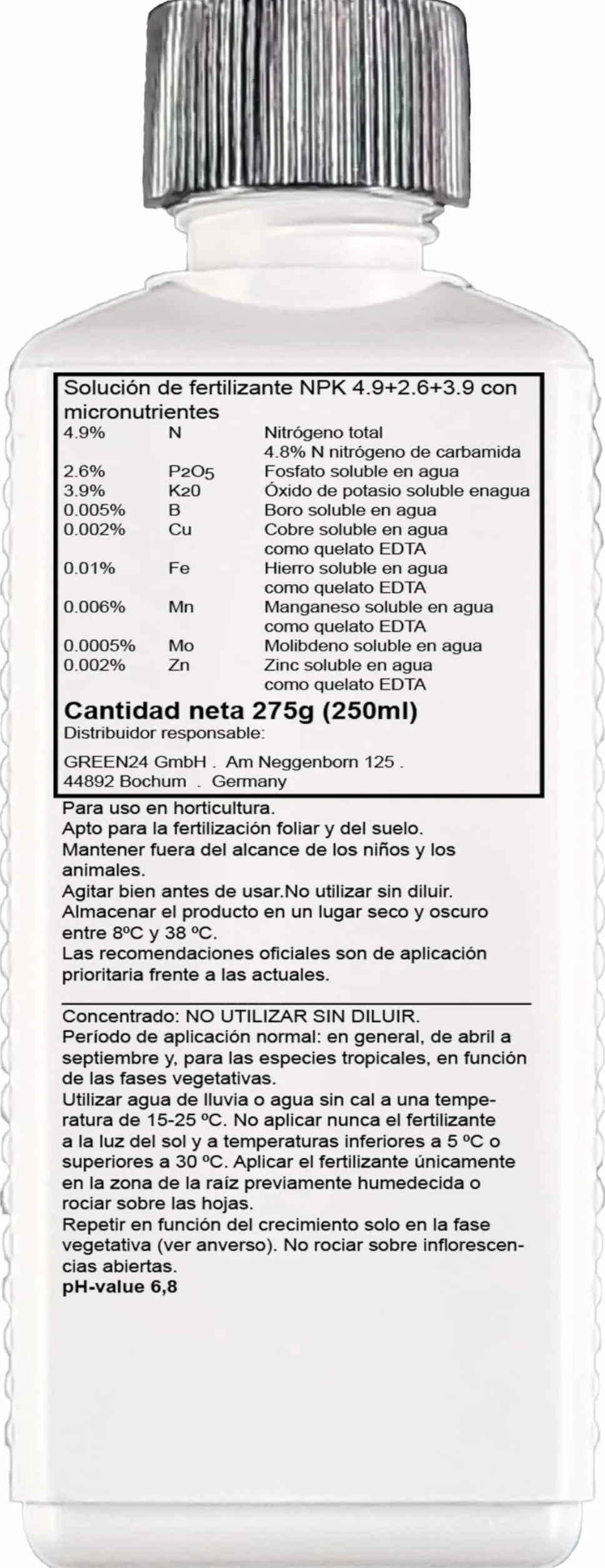 Fertilizante profesional para Spathiphyllum con nutrientes específicamente adaptados a la planta. (250ml)