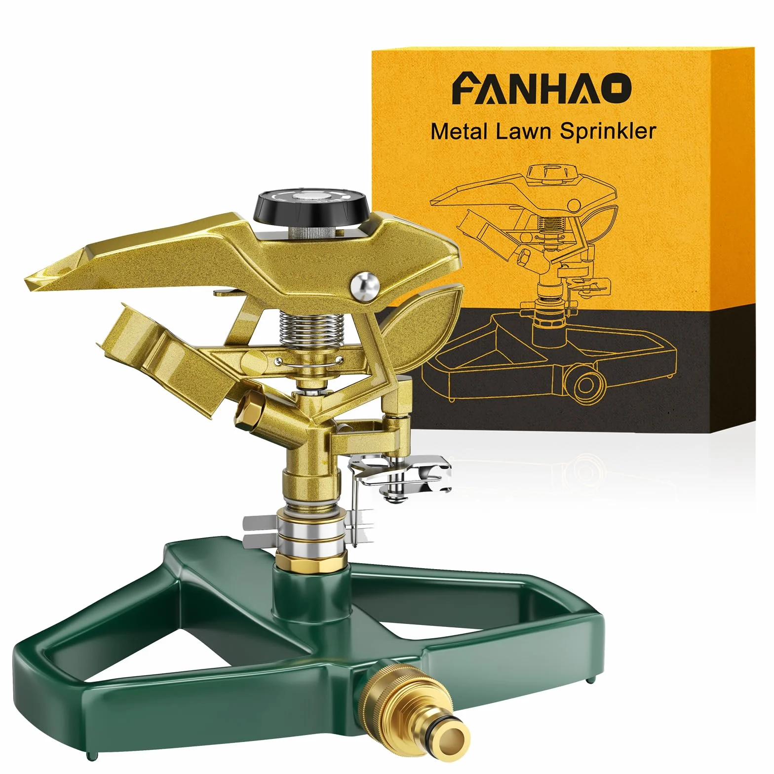 Aspersor de Impacto FANHAO Base metálica 540 m² 360° Riego Impulsos