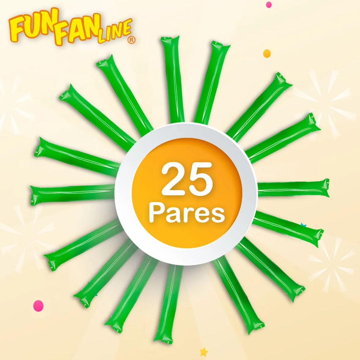 Thunder Sticks Inflables Aplaudidores Hinchables Reutilizables Pack 25 Pares para Animación Deportiva