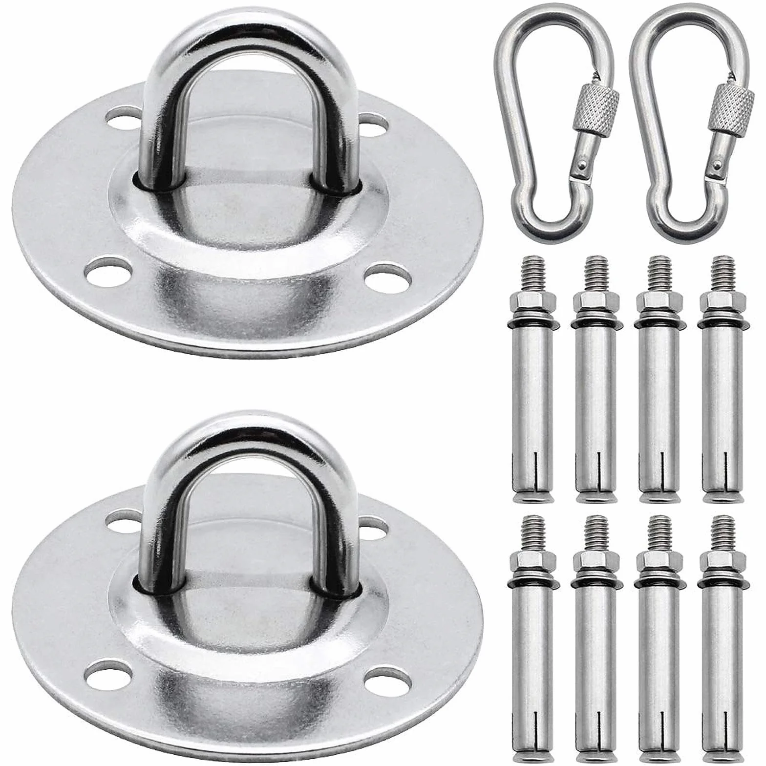 Anclaje para Pared Carga Maxima 500kg 2 Piezas Gancho de Techo para Sillón Colgante con Tornillos Pesados para Bolsas de Boxeo Hamacas Sacos de Arena Yoga Aéreo Gimnasios