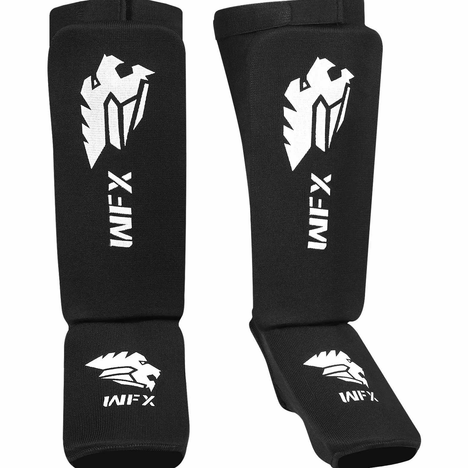WFX Espinilleras para kickboxing protector de pies acolchado elástico entrenamiento MMA Muay Thai