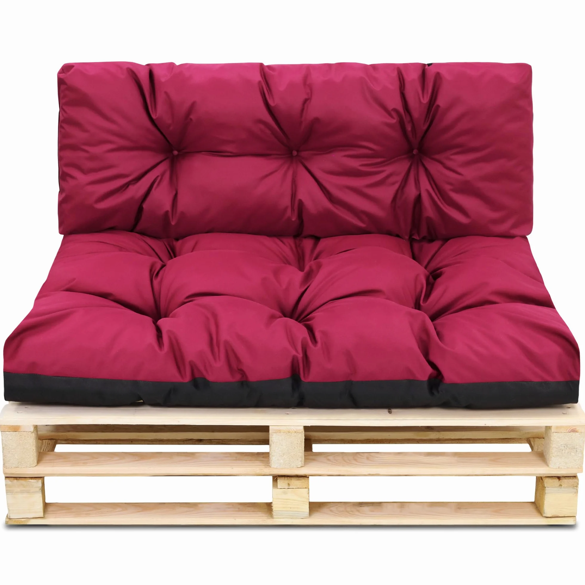 Amazinggirl Cojines para palets Exterior 120x80 cm - Cojín por Palet o Cojin jardín por Banco terraza balcón y Patio Almohada para Asiento en Jardin 120 x 80 Burdeos