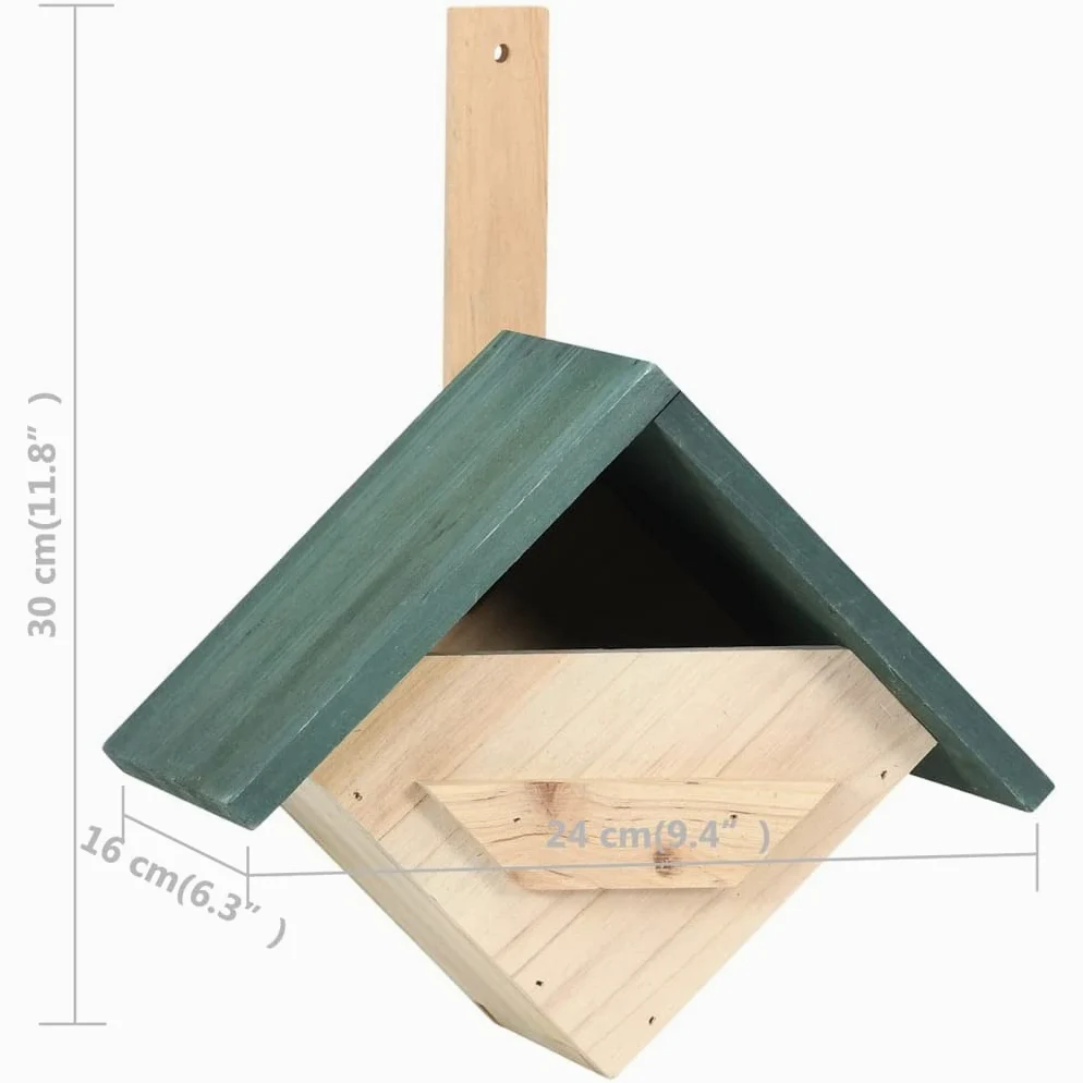 Mangloder - Casetas para pájaros (4 unidades, madera de abeto, 24 x 16 x 30 cm, para jardín, balcón, terraza, resistente a la intemperie, techo verde y nido, para pájaros silvestres y carboneros)