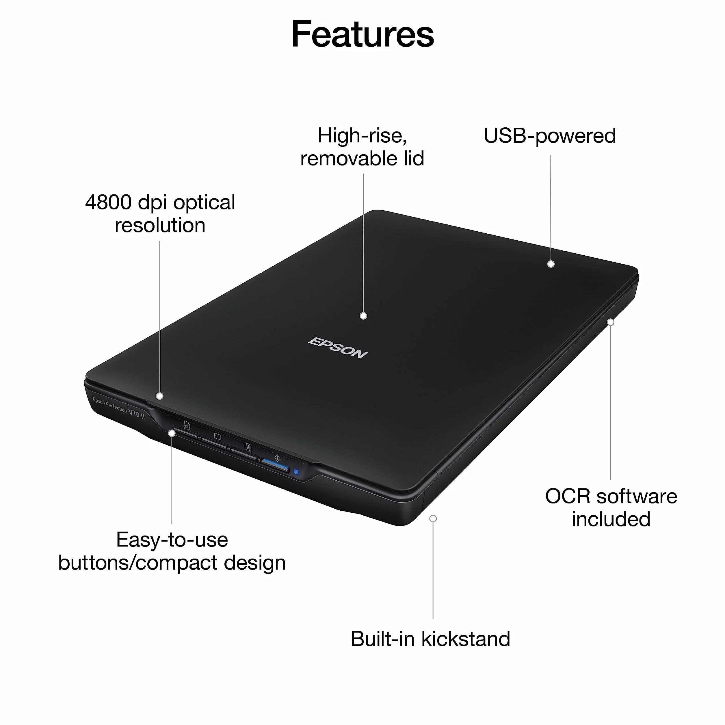 Epson Perfection V19 II Escáner Plano 4800 PPP USB