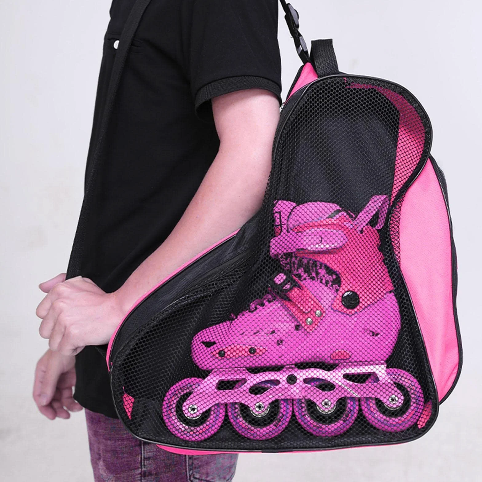 Bolsa para patines de ruedas rosa portátil