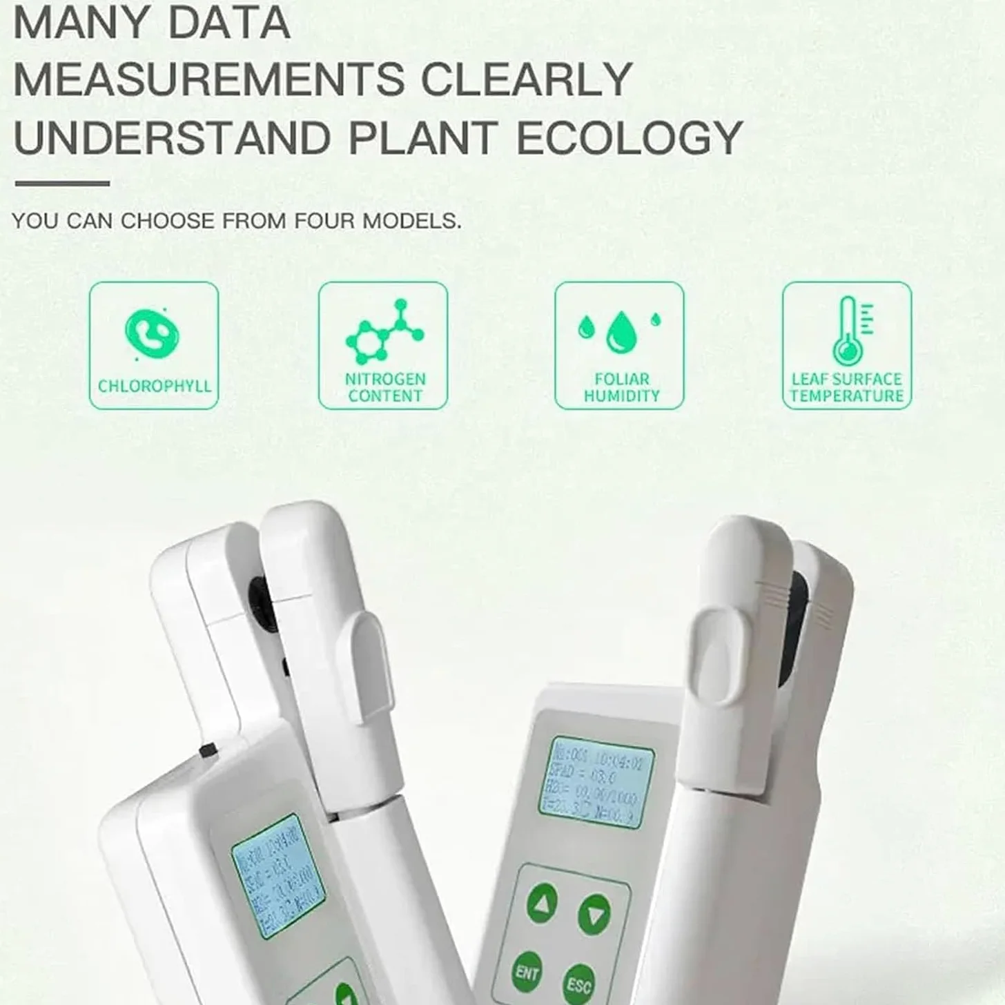 Probador de clorofila para contenido de nitrógeno, temperatura foliar y humedad, no daña las plantas, ideal para agricultores, jardineros y científicos