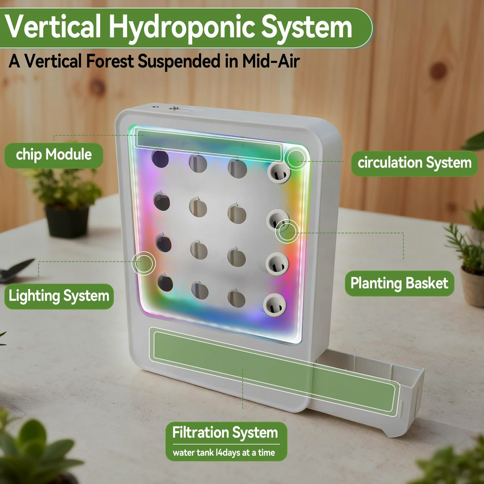 CDIYTOOL Sistema de cultivo hidropónico con luz LED de crecimiento, jardín de hierbas de 16 cápsulas, juego inteligente de germinación de plantas con riego automático, luz ajustable