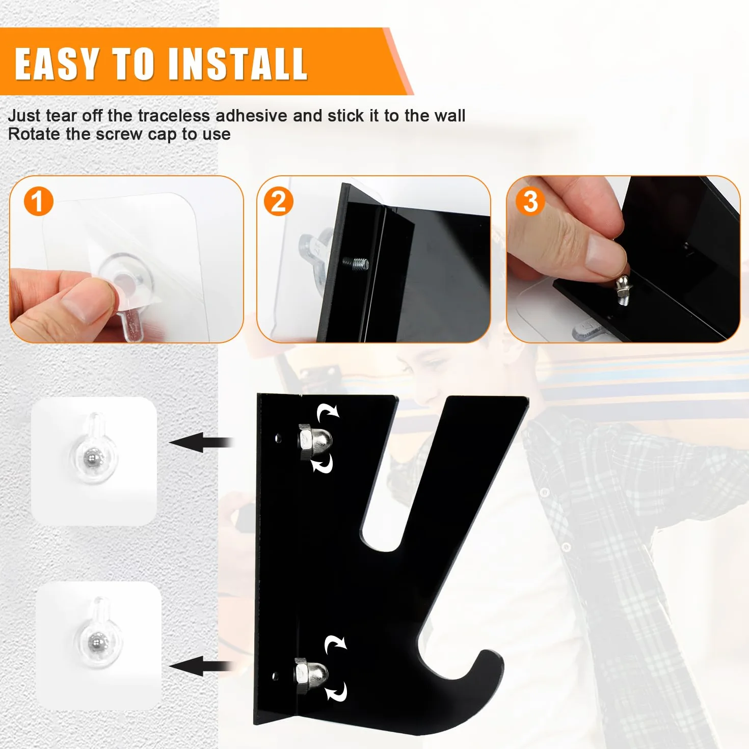 Soporte Pared Skateboard Acrílico 2 Piezas Negro para Monopatín Longboard Snowboard