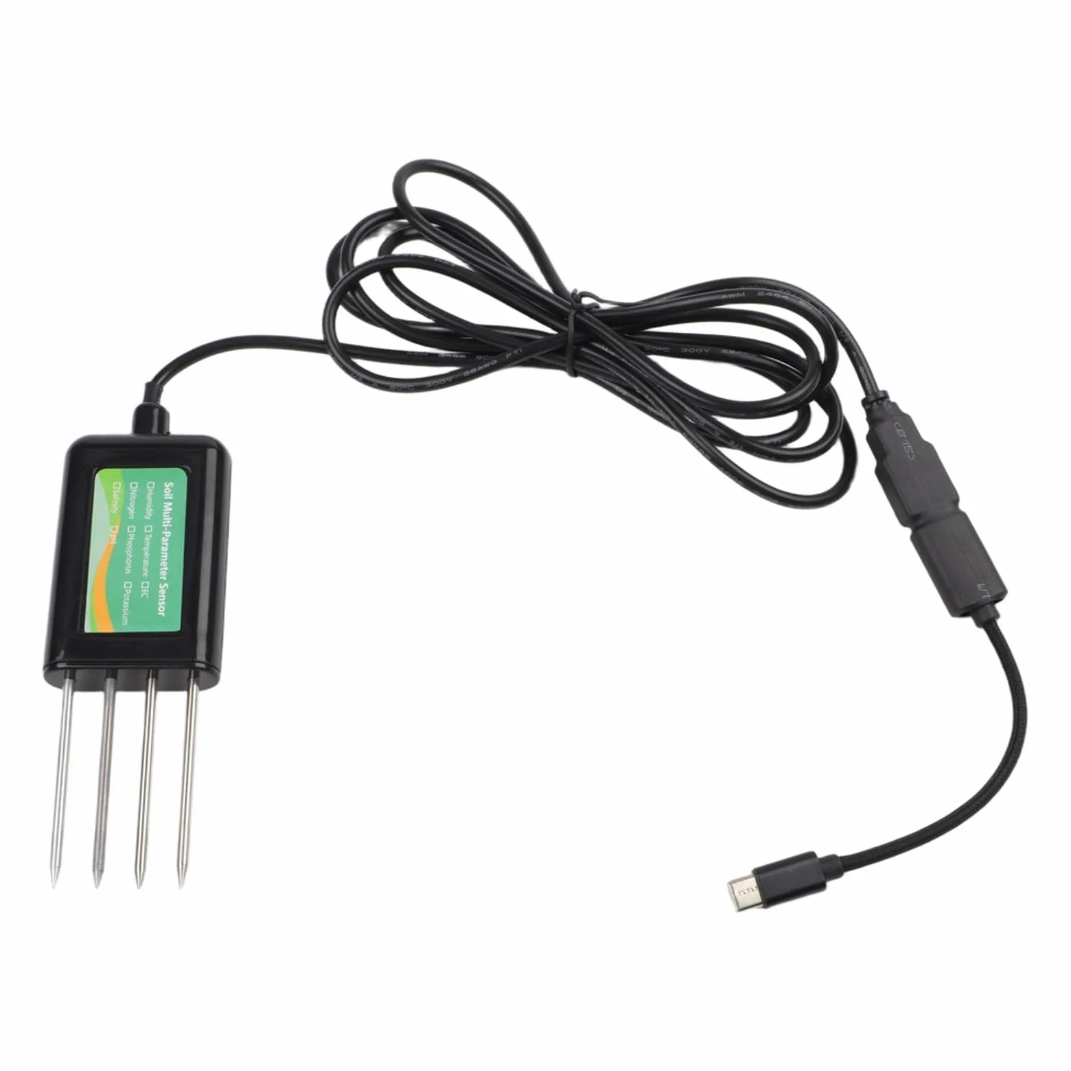 Medidor de humedad del suelo, monitor digital USB de agua para plantas, probador de pH NPK, sensor de temperatura de salinidad para interiores y exteriores, jardín, agricultura, hidropónico, sonda