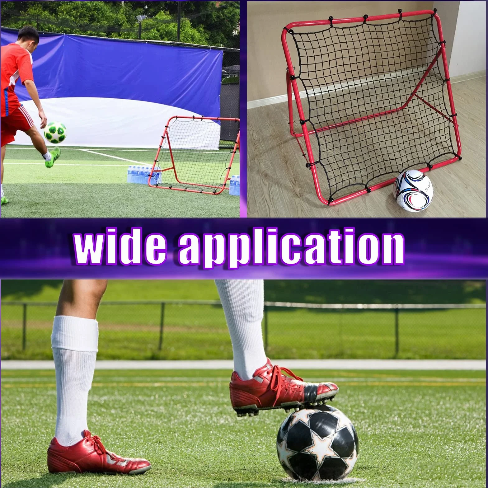 Swpeet Red de entrenamiento plegable con tubo grueso y kit de cuerda para práctica de fútbol en el patio trasero