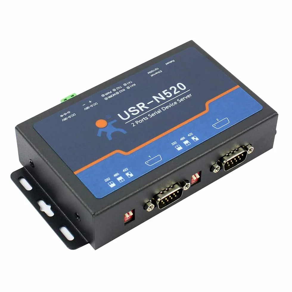 USR-N520 Servidor Serie a Ethernet Convertidor IP Doble Serie RS232 RS485 RS422 Multihost Polling