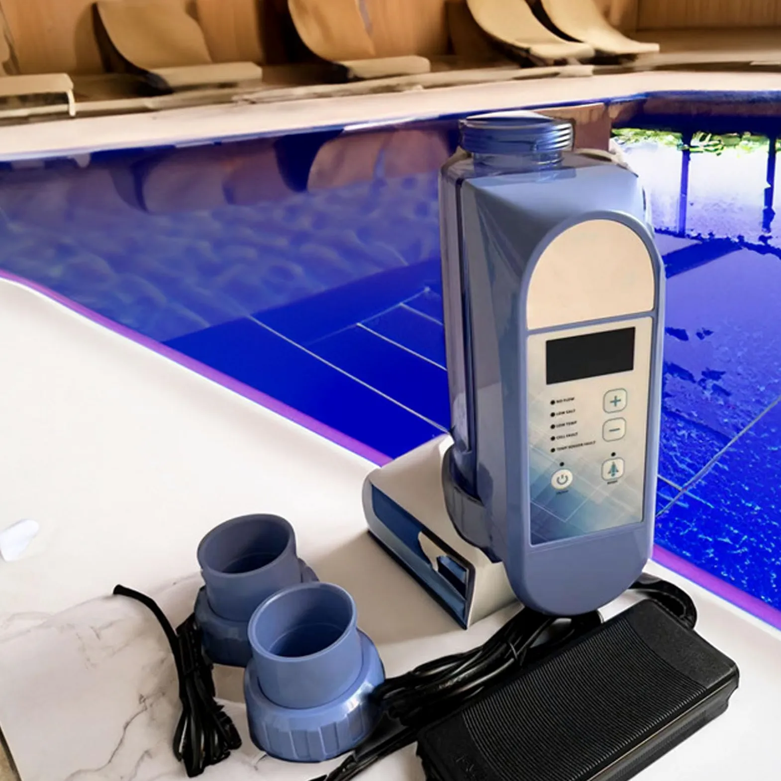 Generador de cloro salado para piscinas de hasta 22.000 galones, salida de 4-20 g/h, panel digital inteligente, función de autolimpieza automática, ideal para sistemas de spa de agua salada