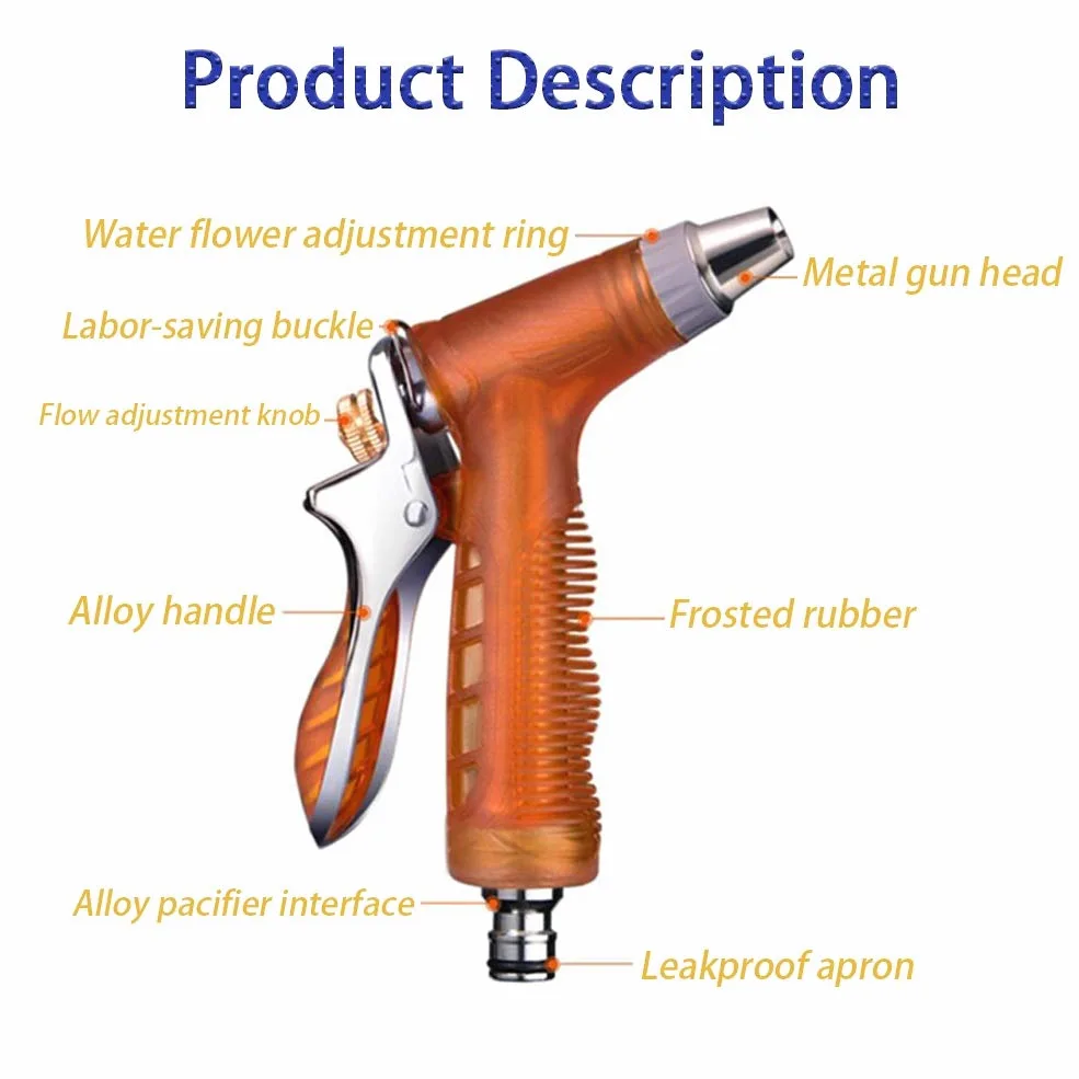 Pistola de riego expandible para jardín, manguera de jardín, pistola de pulverización de alta presión (juego de pistola de agua + tubo de resorte de 10 m)