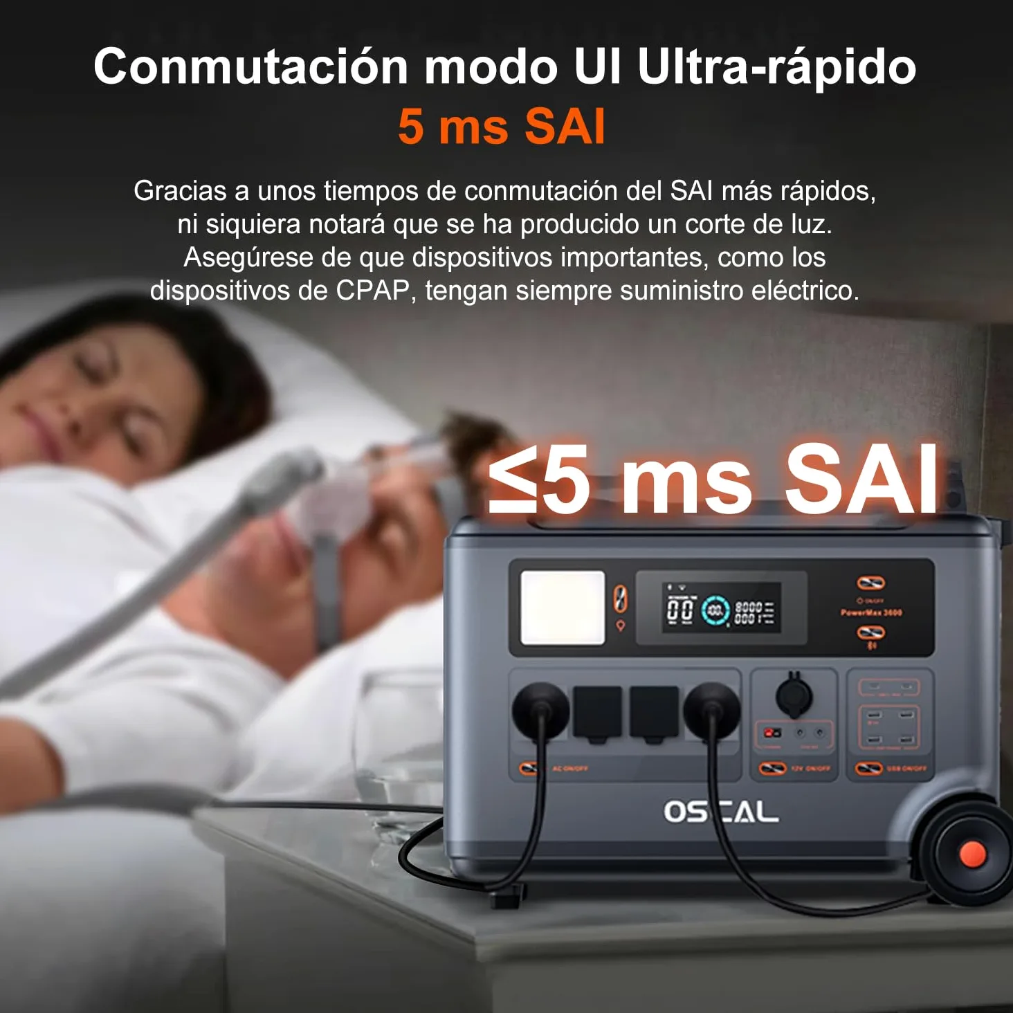 PowerMax 3600SE 3600W (7200W Pico) Estación de Energia Portatil, 3600Wh Generador Solar, Carga Rápida 1h, Batería LiFePO4, UPS, 14 Puertos, Power Station para Camping, Caravana, Hogar