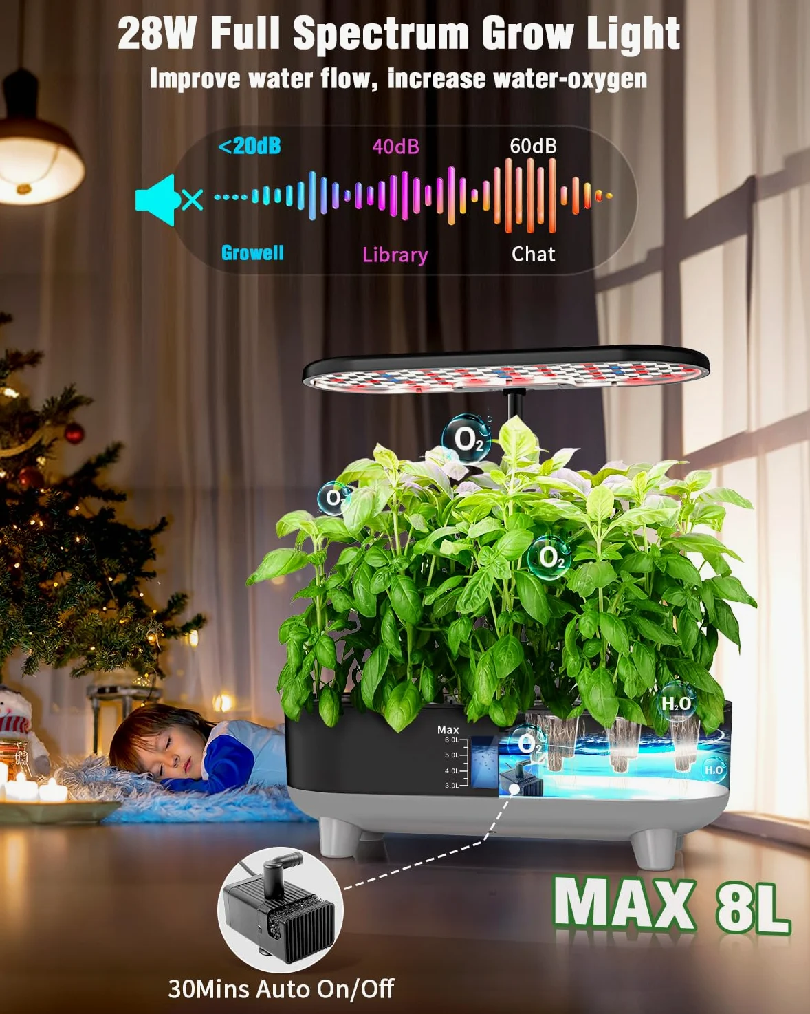 Growell Hydroponics Kit de sistema de cultivo 16 cápsulas (negro)