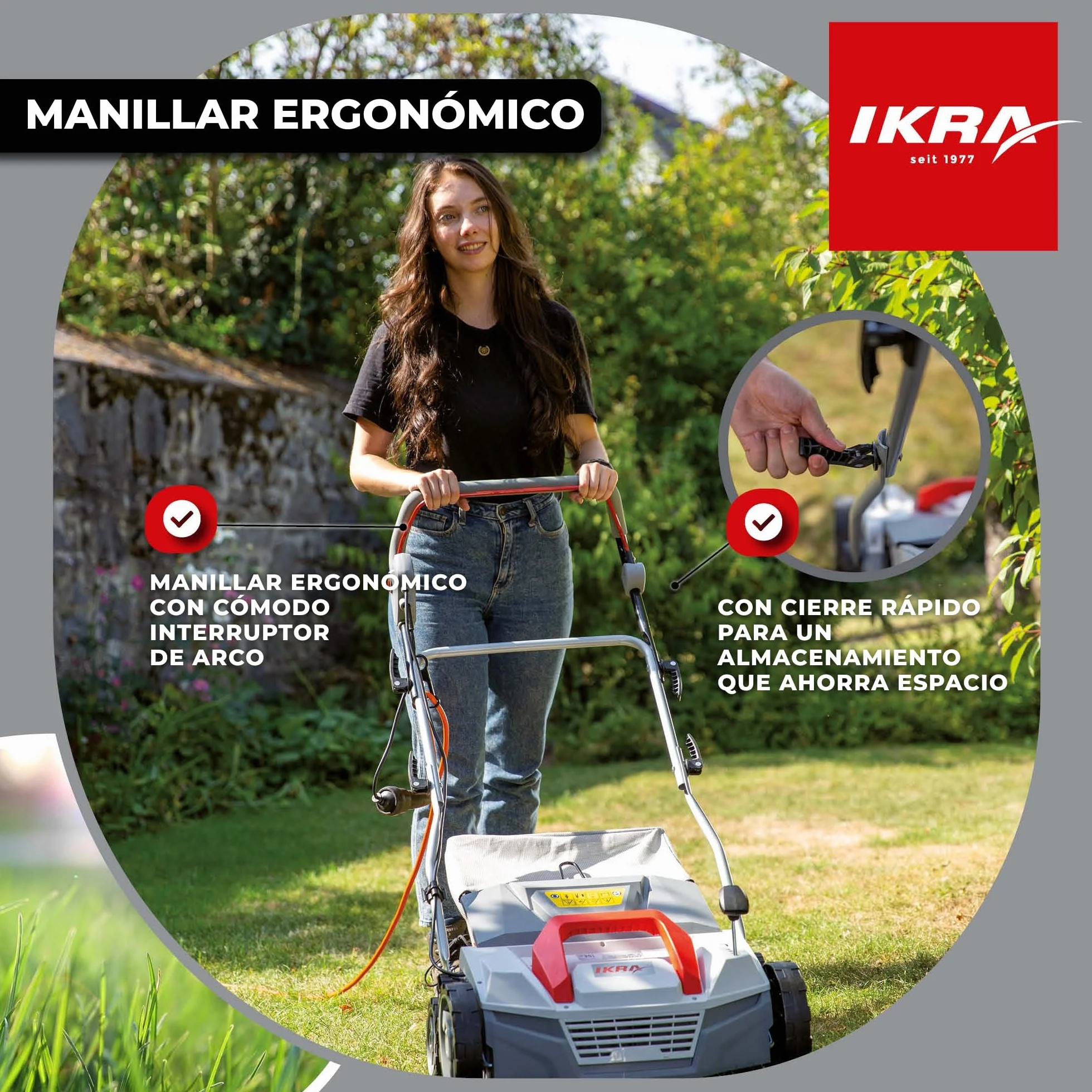 IKRA escarificador y aireador eléctrico IEVL 1838, saco coletor 40l, largo de trabajo 38cm, 1800W