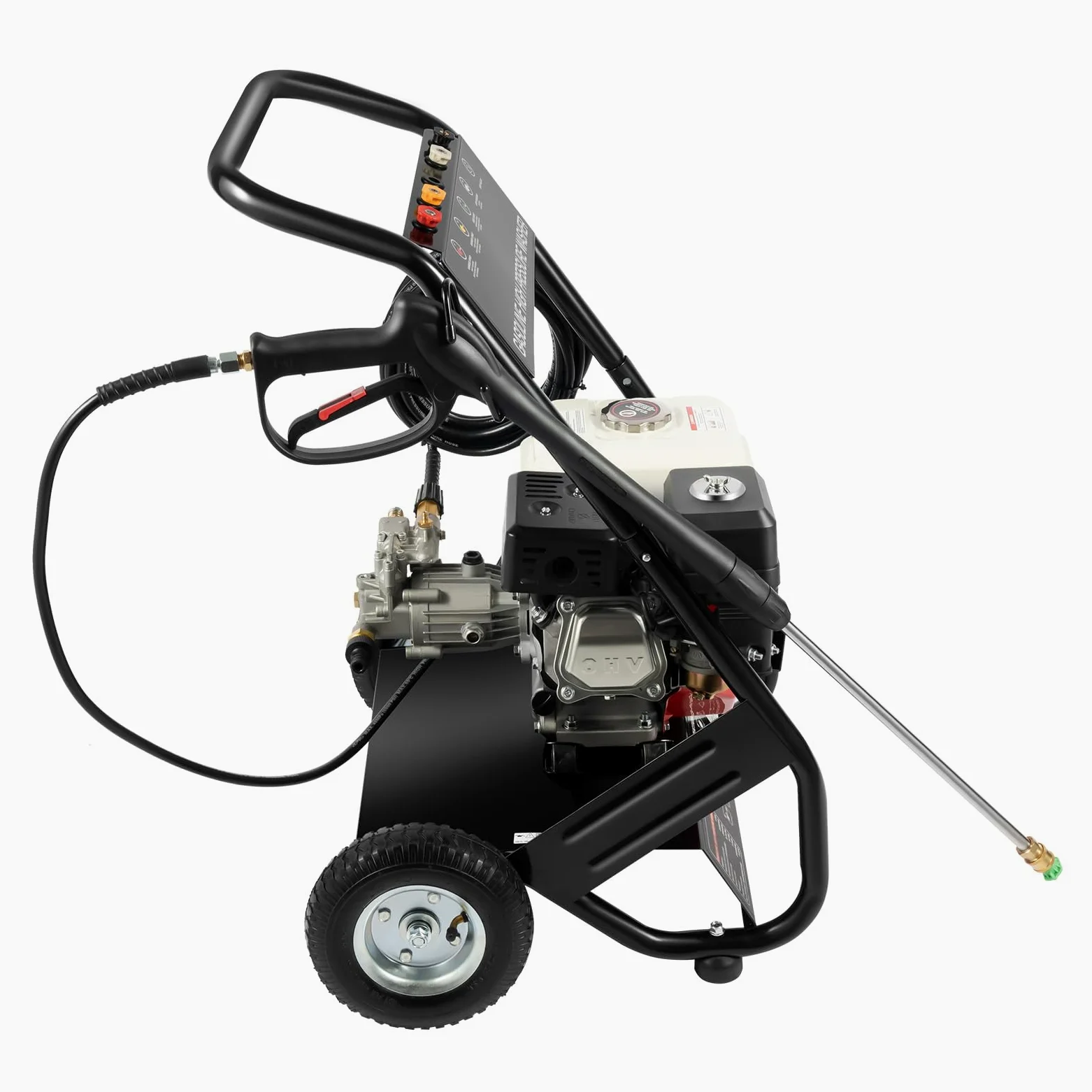 Limpiador de alta presión de gasolina con manguera de 8 m, máquina de limpieza de gasolina de 7,5 CV, limpiador portátil para limpieza de suelos, plantas, vehículos, 3400 rpm, 5 boquillas, motor de