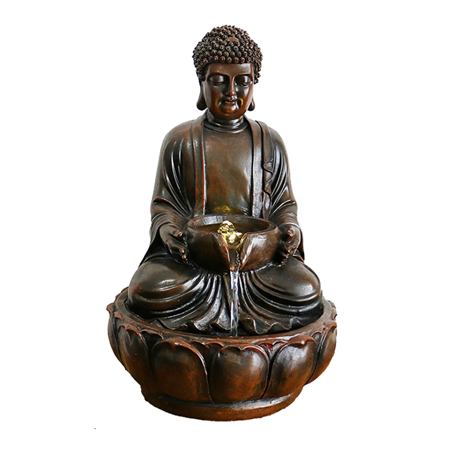 Fuente de Mesa Fuente de Agua de Mesa de Buda para Interiores y Exteriores Fuente de Agua Zen de Buda Sentado - Fuente de Agua de Mesa Zen para decoración de la Oficina en el hogar Fuente de Agua de