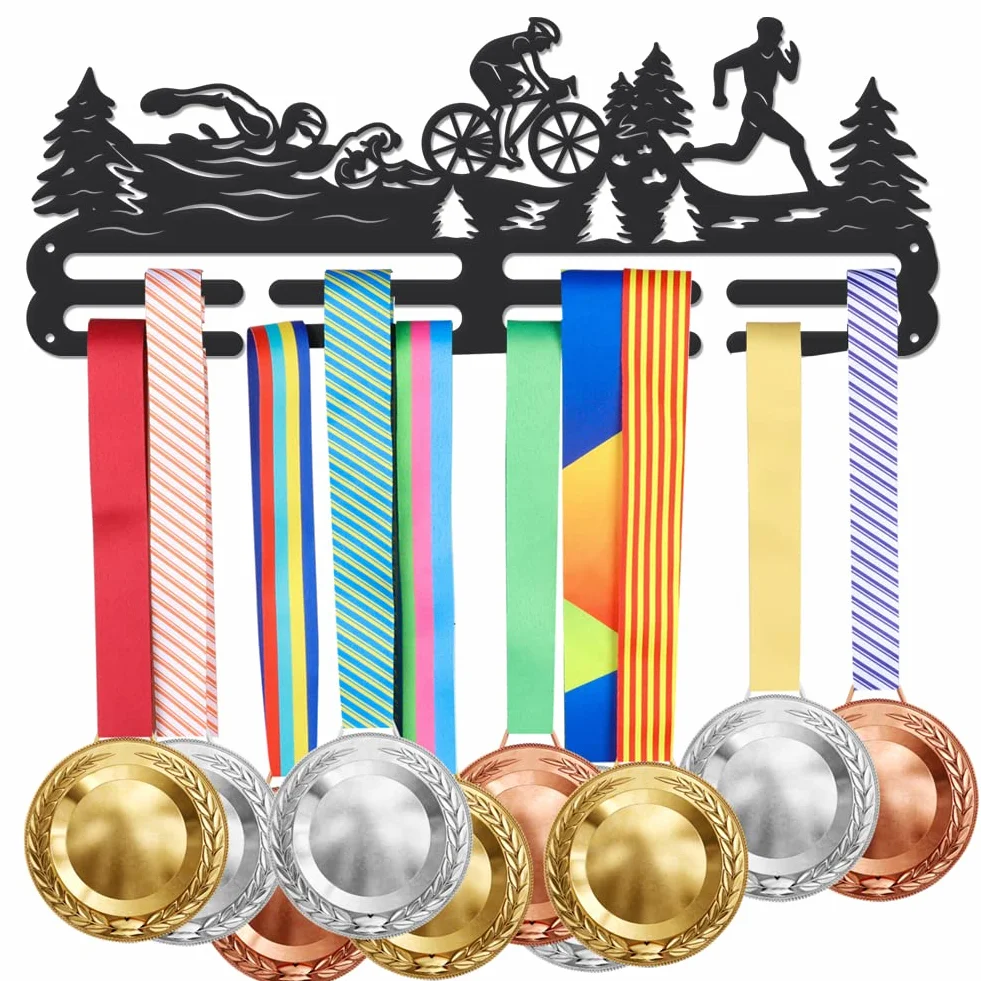 SUPERDANT Colgador de Medallas de Triatlón Expositor para 40+ Medallas Soporte de Pared