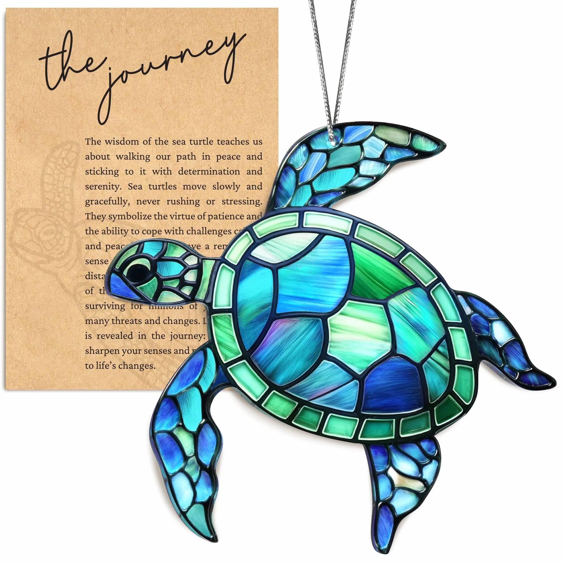 Atrapasoles Tortuga de Acrílico, Atrapa Sol y Atrapaluz para Ventana, Adorno Colgante Decoración Hogar y Jardín, Suncatcher Estilo Vitral Turquesa, Regalo para Mujer, Amantes del Mar, Casa Nueva