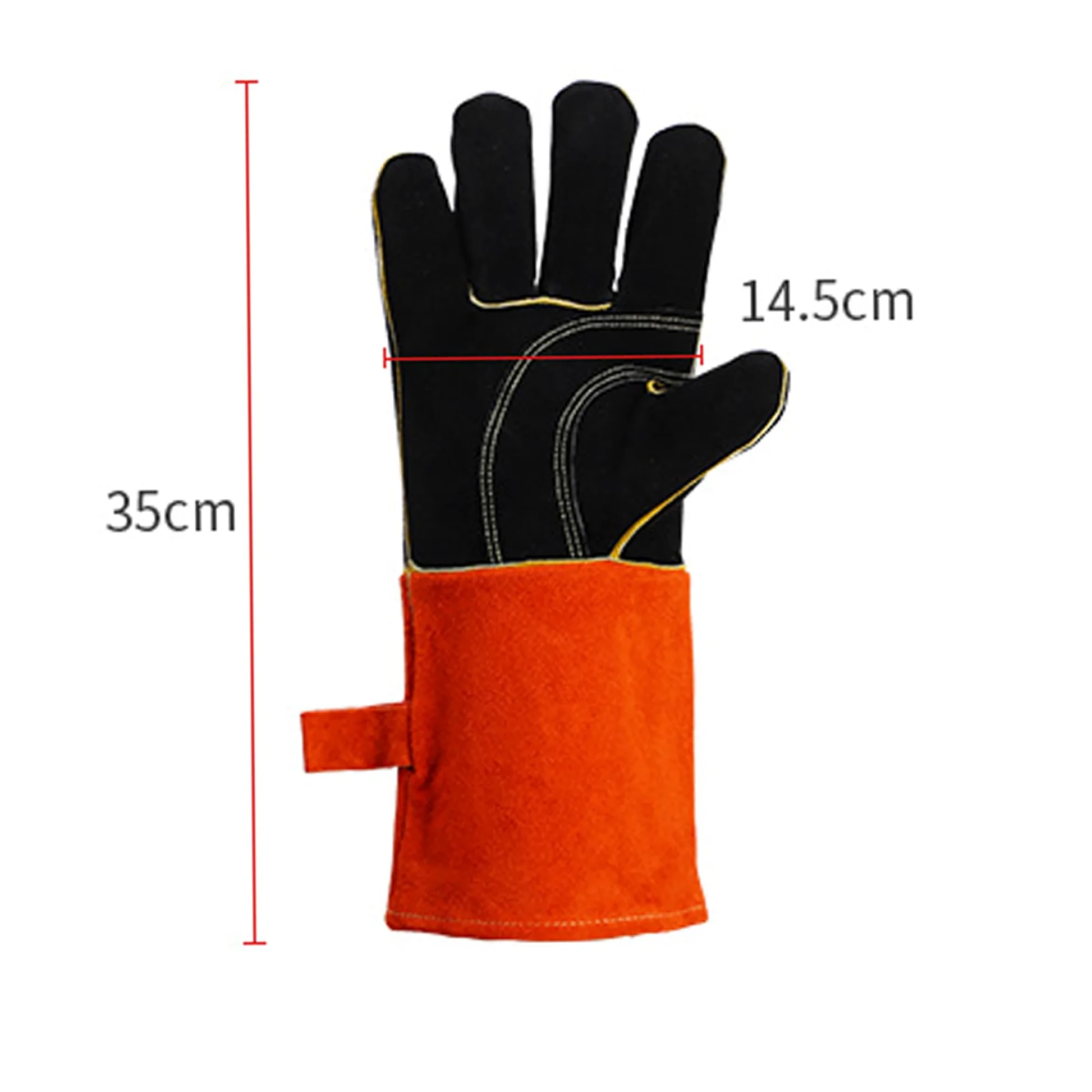 SUQ Guantes de Barbacoa de Cuero Resistentes al Calor, Guantes de Chimenea, Guantes de Horno, Guantes de protección contra el Calor a Prueba de Fuego, Guantes de Soldadura, Jardinería