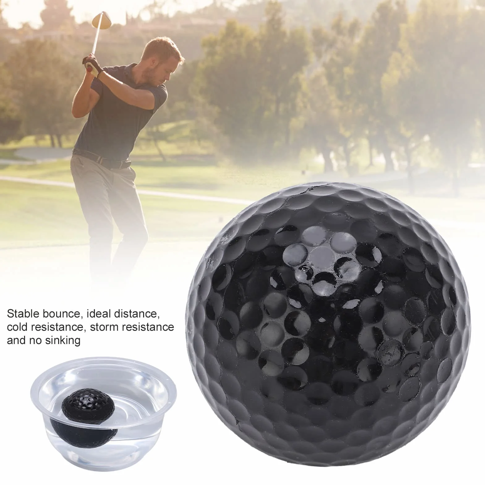 BuyWeek Pelotas de Golf flotantes 2 Capas Flotador Rango de Agua Pelota de Práctica Entrenamiento Negro