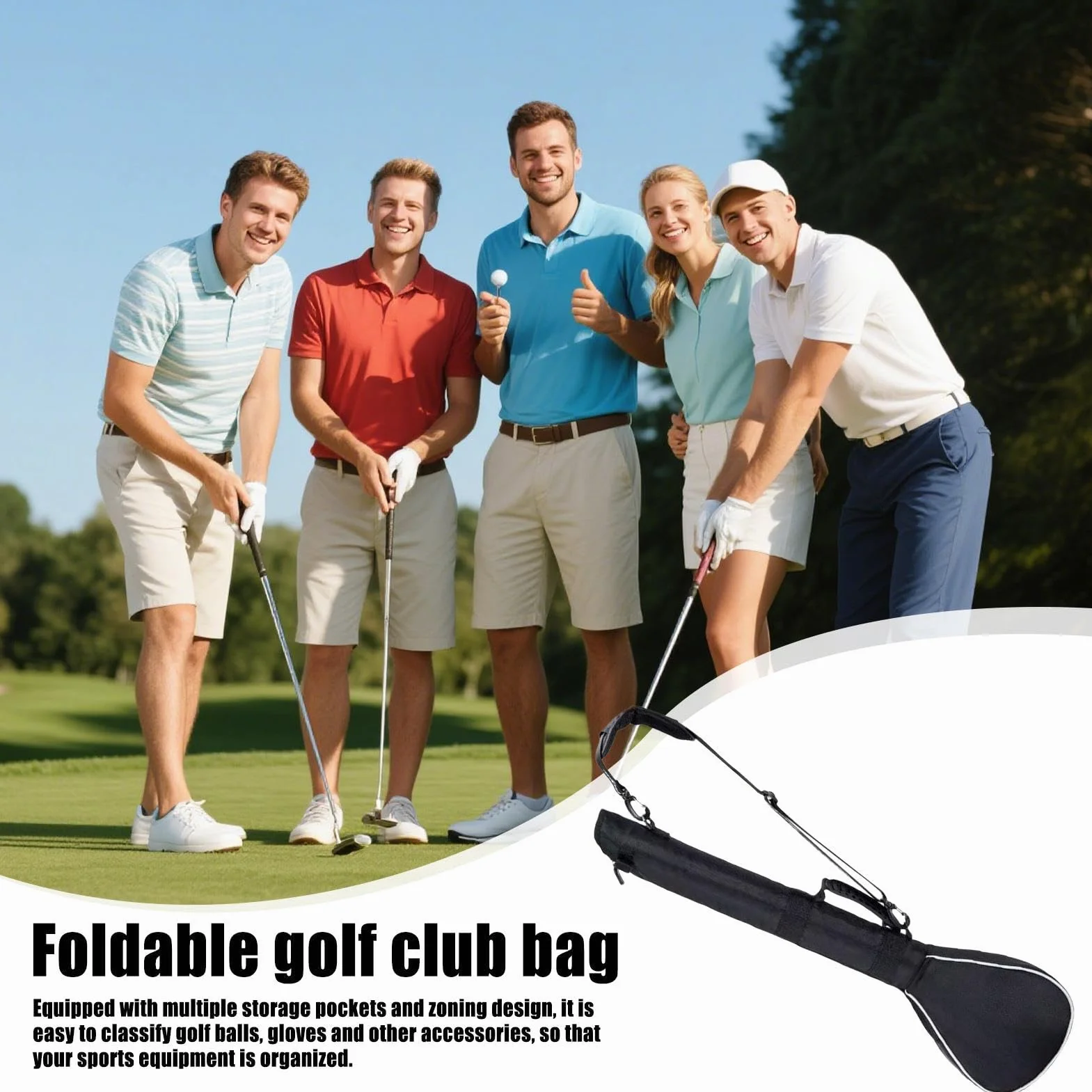 Bolsa de golf ligera de almacenamiento y transporte para palos, organizador resistente para viajes