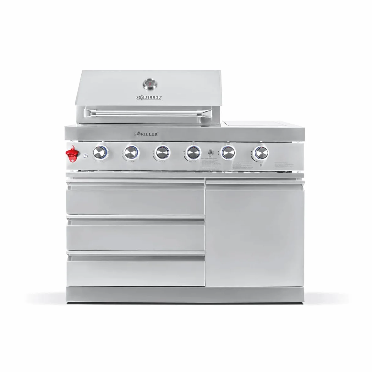 GORILLER® SG213 – Cocina para exteriores en acero inoxidable/plata, incluye asador y cubierta para la lluvia