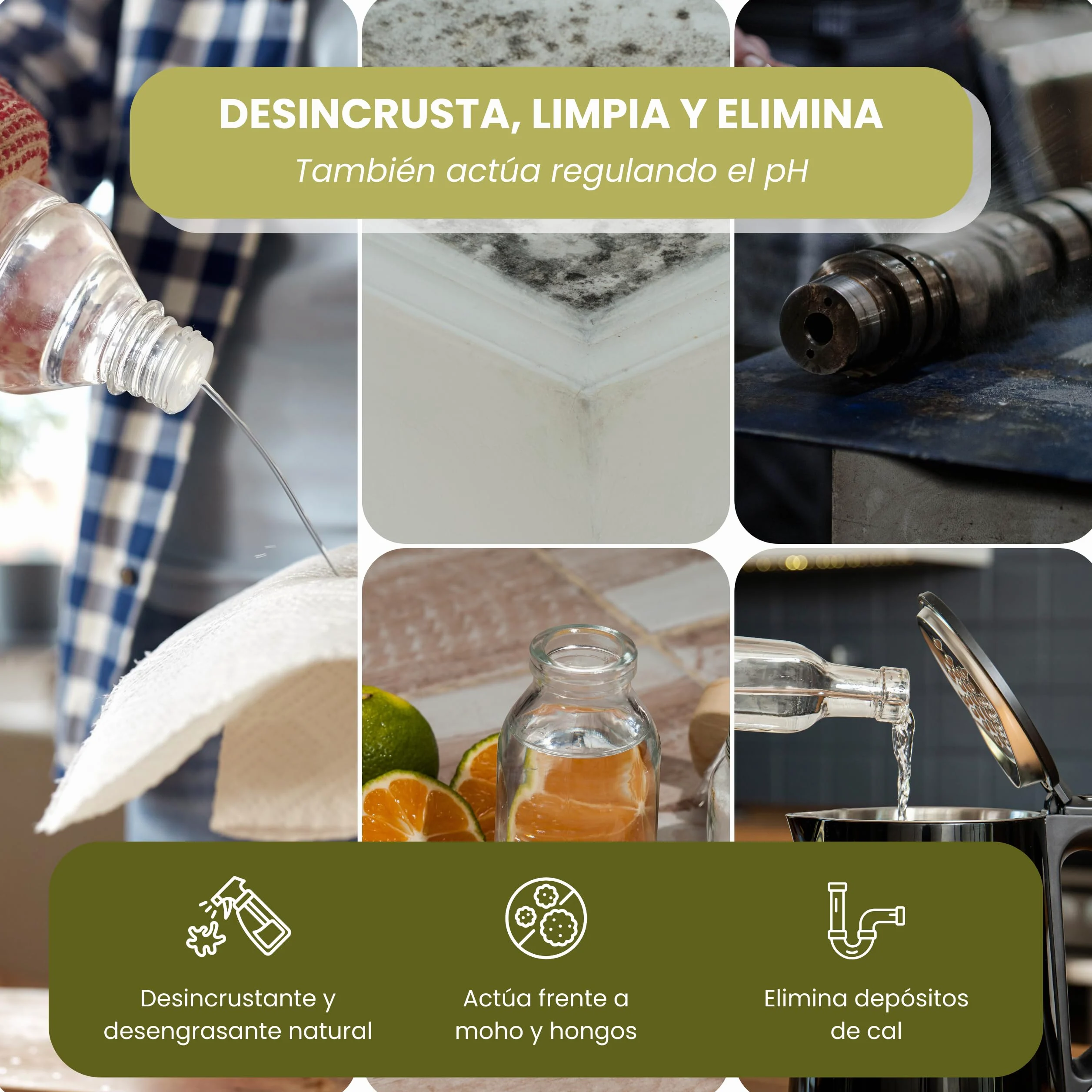 Vinagre Concentrado al 20% - 20L – Origen Natural de Alcohol de Cereal – Sin Residuo - Acción Limpiador Profundo - Elimina Moho y Hongos (20L)