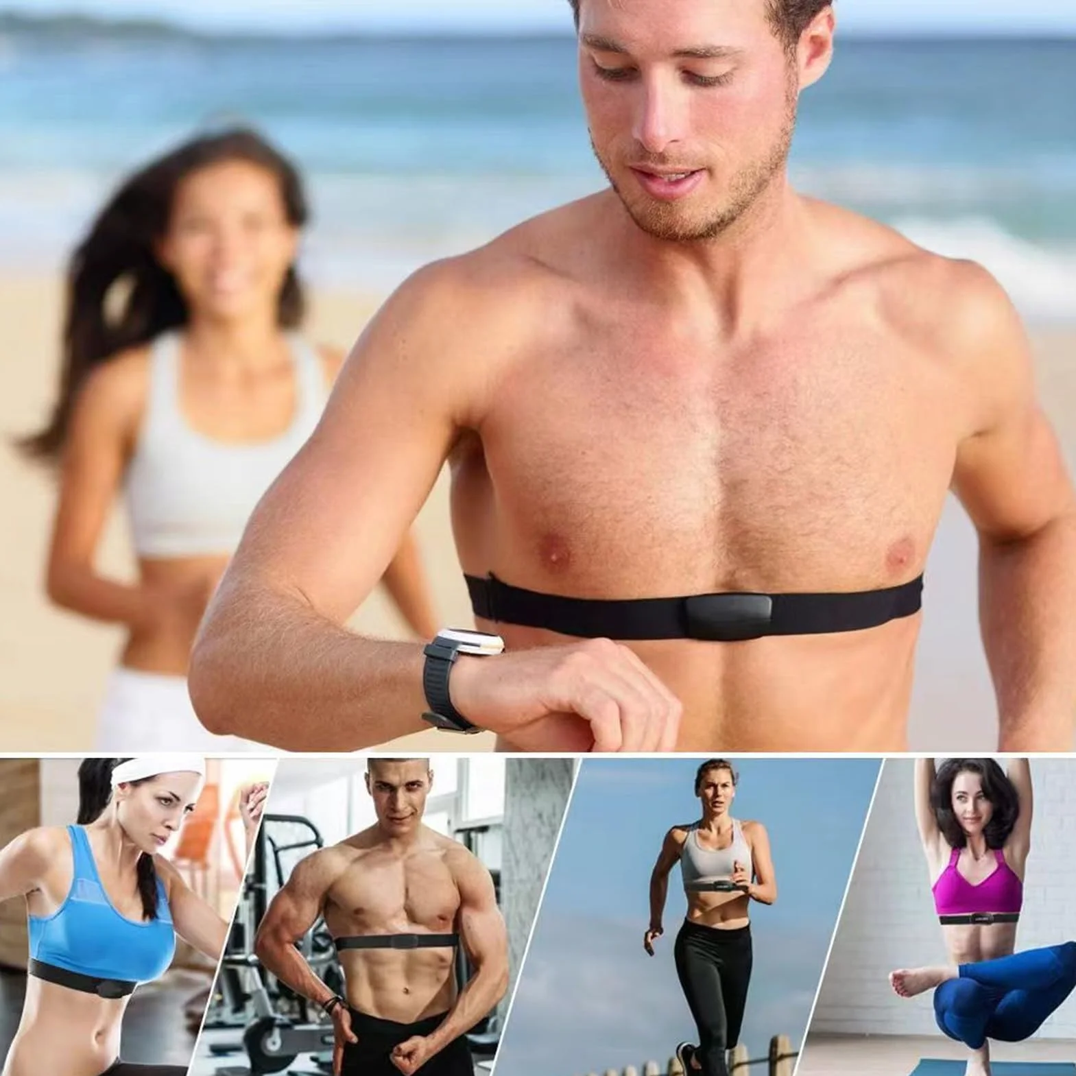 Recambio Cinta Frecuencia Cardiaca Bluetooth Ant+ Compatible Garmin Wahoo Bryton Polar H10 H9 Coospo Magene Resistente Agua Sudor