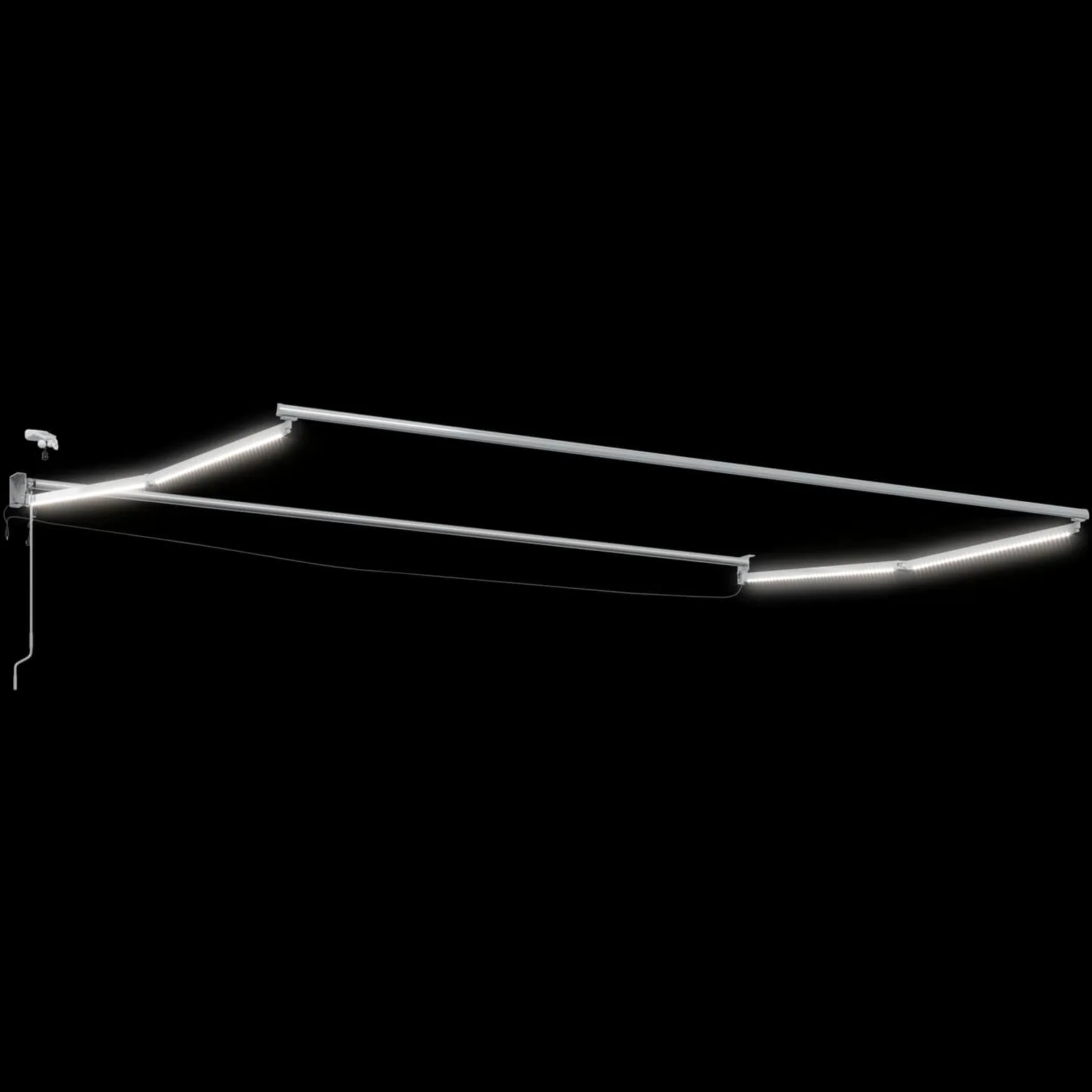 Toldo eléctrico extensible verde blanco 5 x 3 m con LED sensor meteorológico marco de aluminio, protección solar, toldo para terraza, resistente al viento y al agua, resistente a los rayos UV