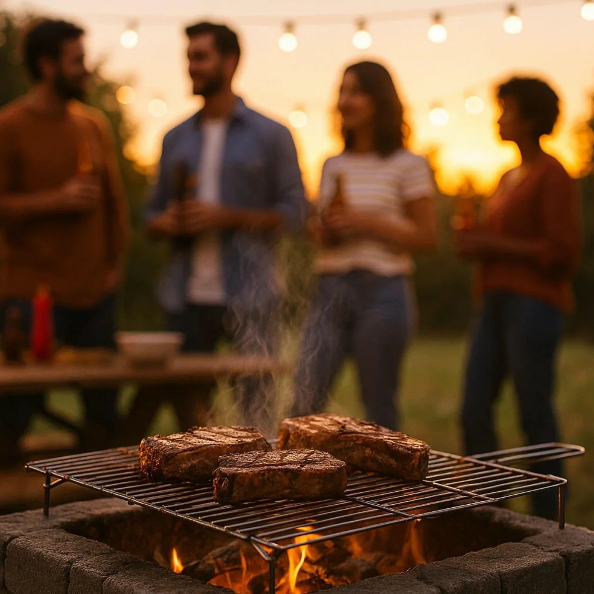 Algon | Parrilla Barbacoa 50x50 Grande Doble, Acero Inoxidable Zincado Gris Metalizado con Cierre de Seguridad - Parrilla Ideal para Asar Carnes y Verduras Resistente y Duradera para Exterior