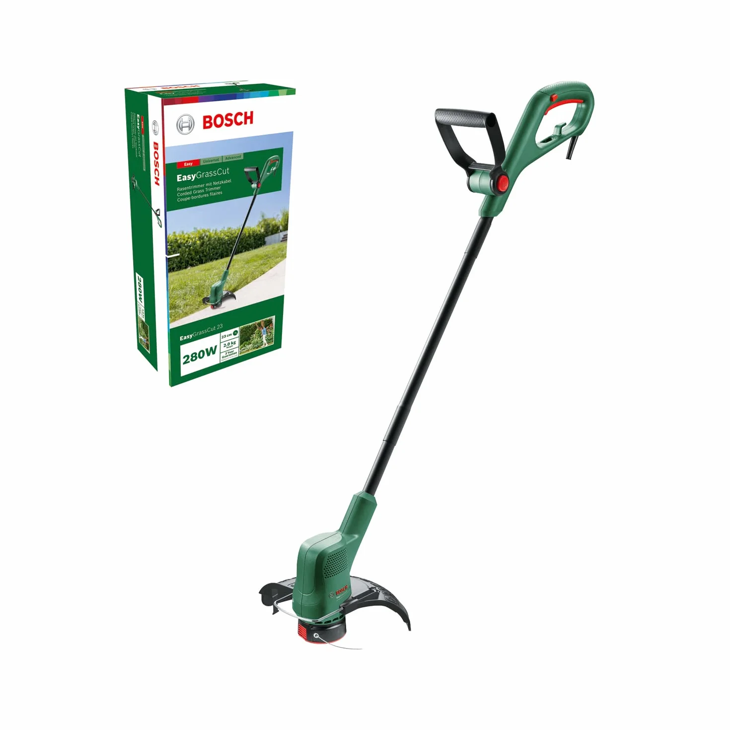 Bosch Home and Garden Cortabordes Eléctrico EasyGrassCut 23, 280 W, Diámetro de Corte 23 cm