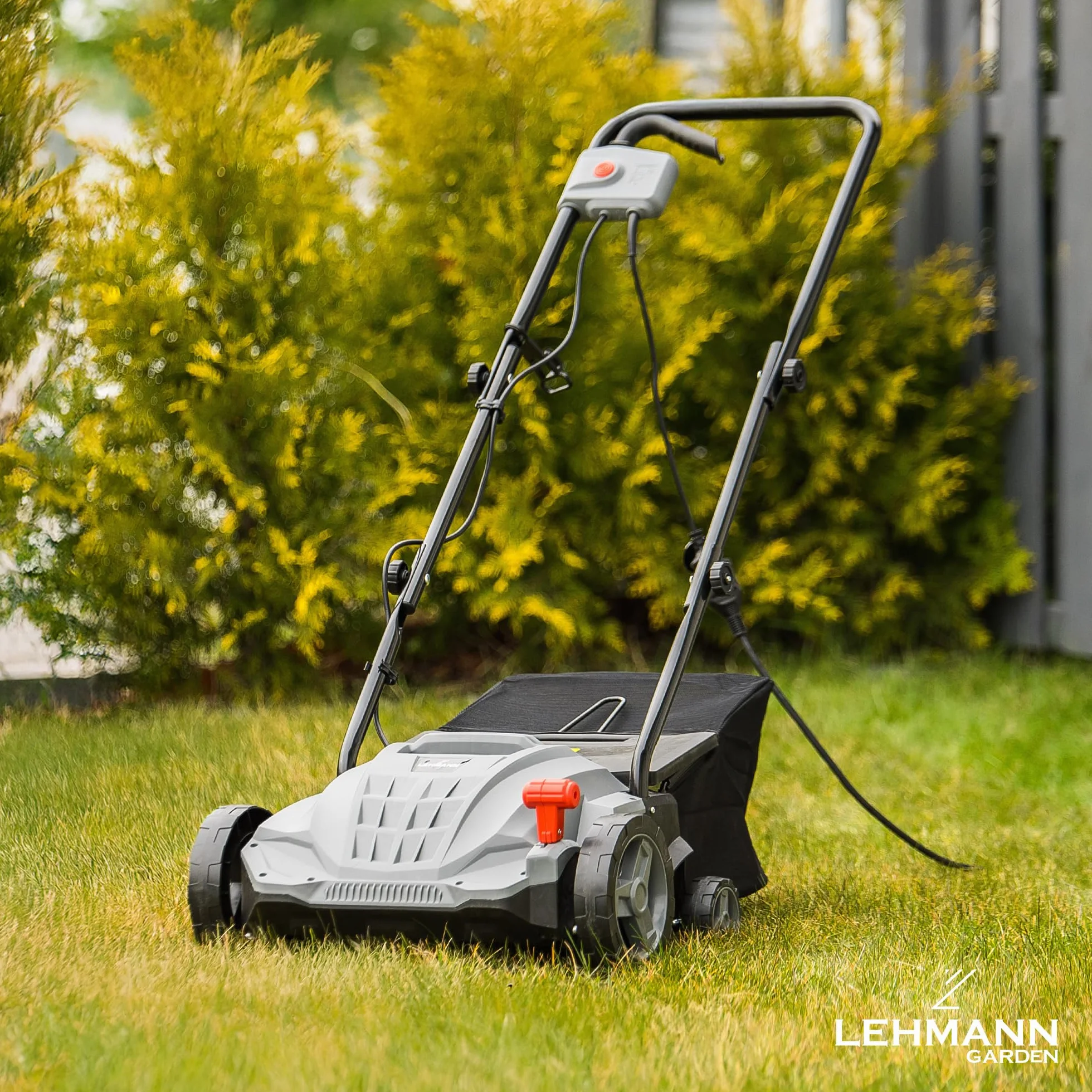 LEHMANN Alyssum - Escarificador de espuma (2 w1, 1500 W, escarificador eléctrico con ancho de trabajo de 32 cm, profundidad de trabajo ajustable en 4 niveles de -12 biz + 4 mm