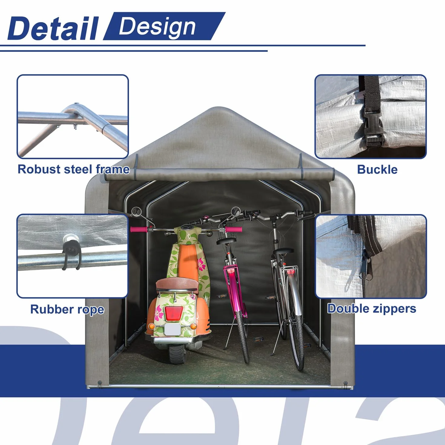 BIRCHTREE Tienda de campaña impermeable y anti-UV para bicicleta, motocicleta, cobertizo o refugio al aire libre, 2,2 m x 1,6 m