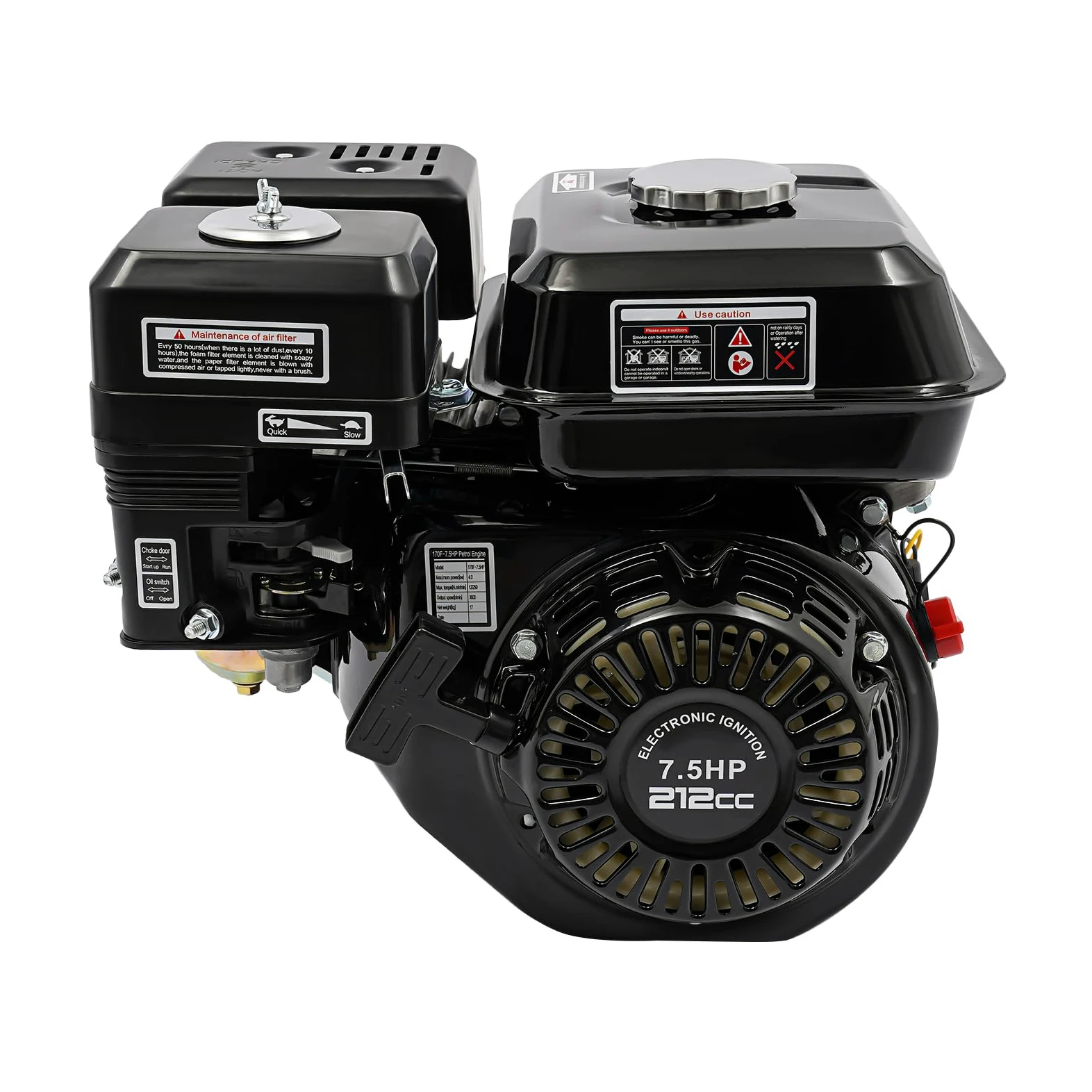 Motor de gasolina de 7,5 CV, 4 tiempos, un solo cilindro, motor de kart, motor fijo, 3600 rpm, refrigerado por aire para bombas de agua, kart, hidrolavadora y leñadora